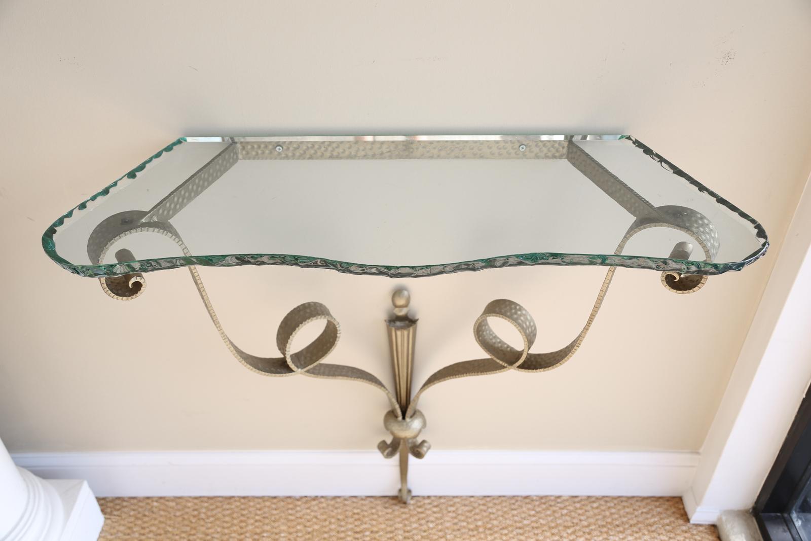 Italian Mid-Century Modern Hammered Silvergilt Pier Luigi Colli Console, Original Top For Sale