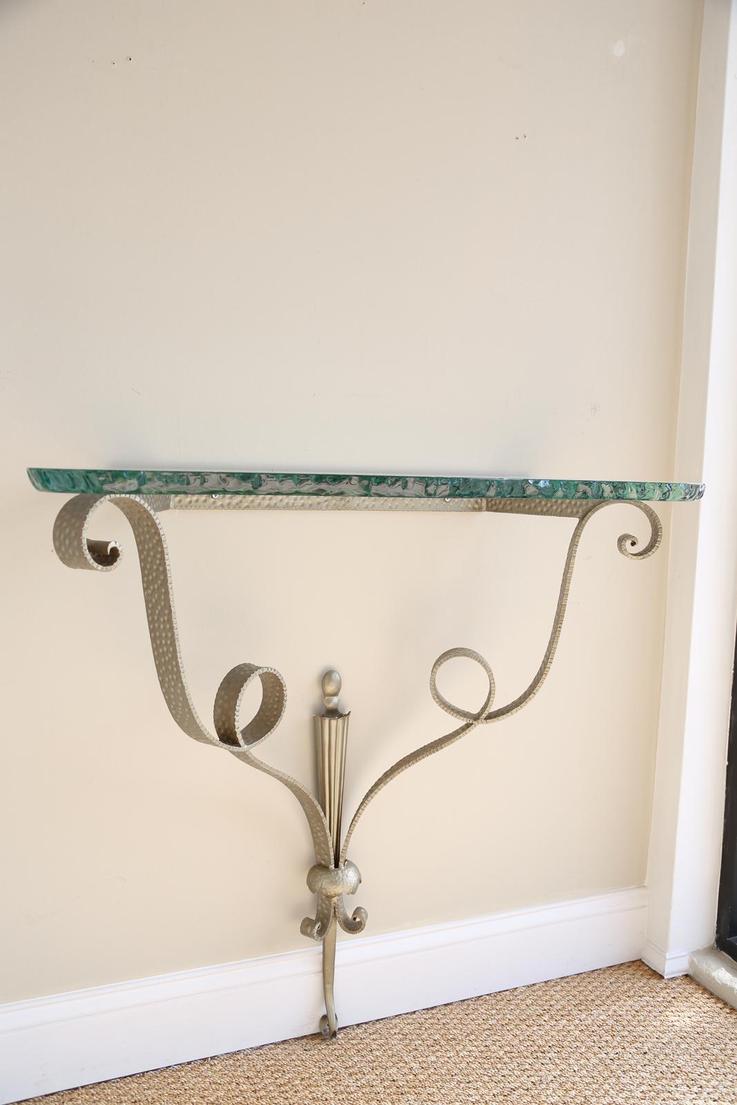 Mid-Century Modern Hammered Silvergilt Pier Luigi Colli Console, Original Top In Good Condition For Sale In West Palm Beach, FL