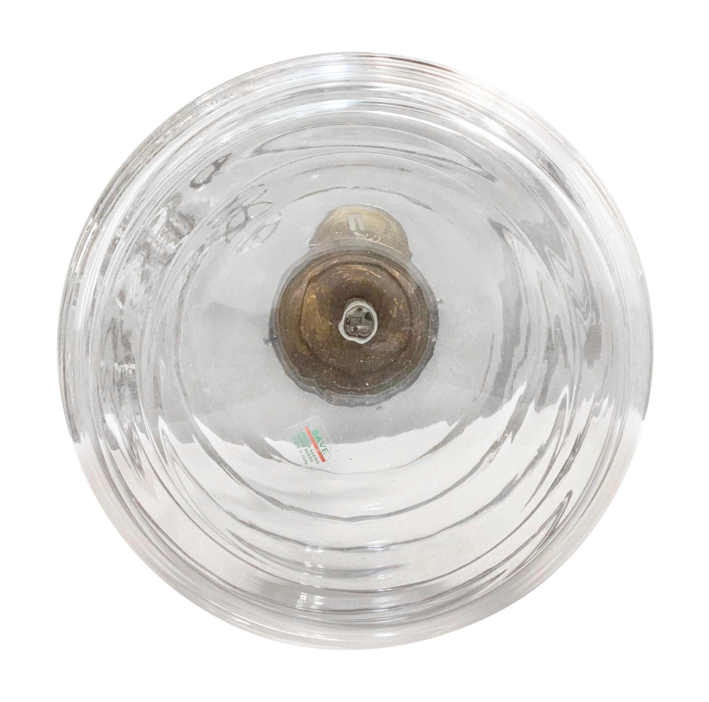 Blown Glass Mid-Century Modern Hand Blown Italian Crystal Spherical Beehive Pendant Light