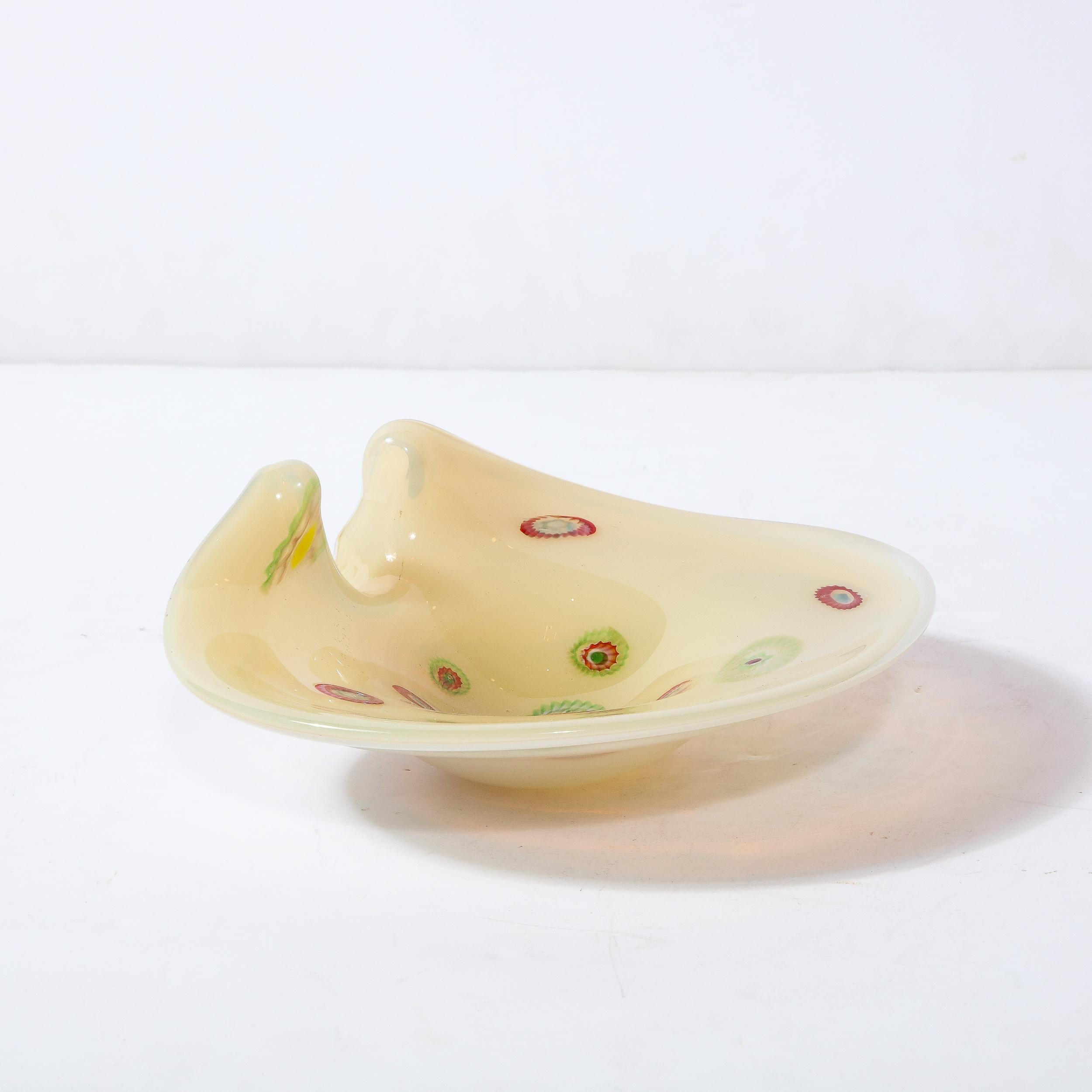 Mid-Century Modern Hand Blown Murano Decorative Bowl with multi colored Murines 5
