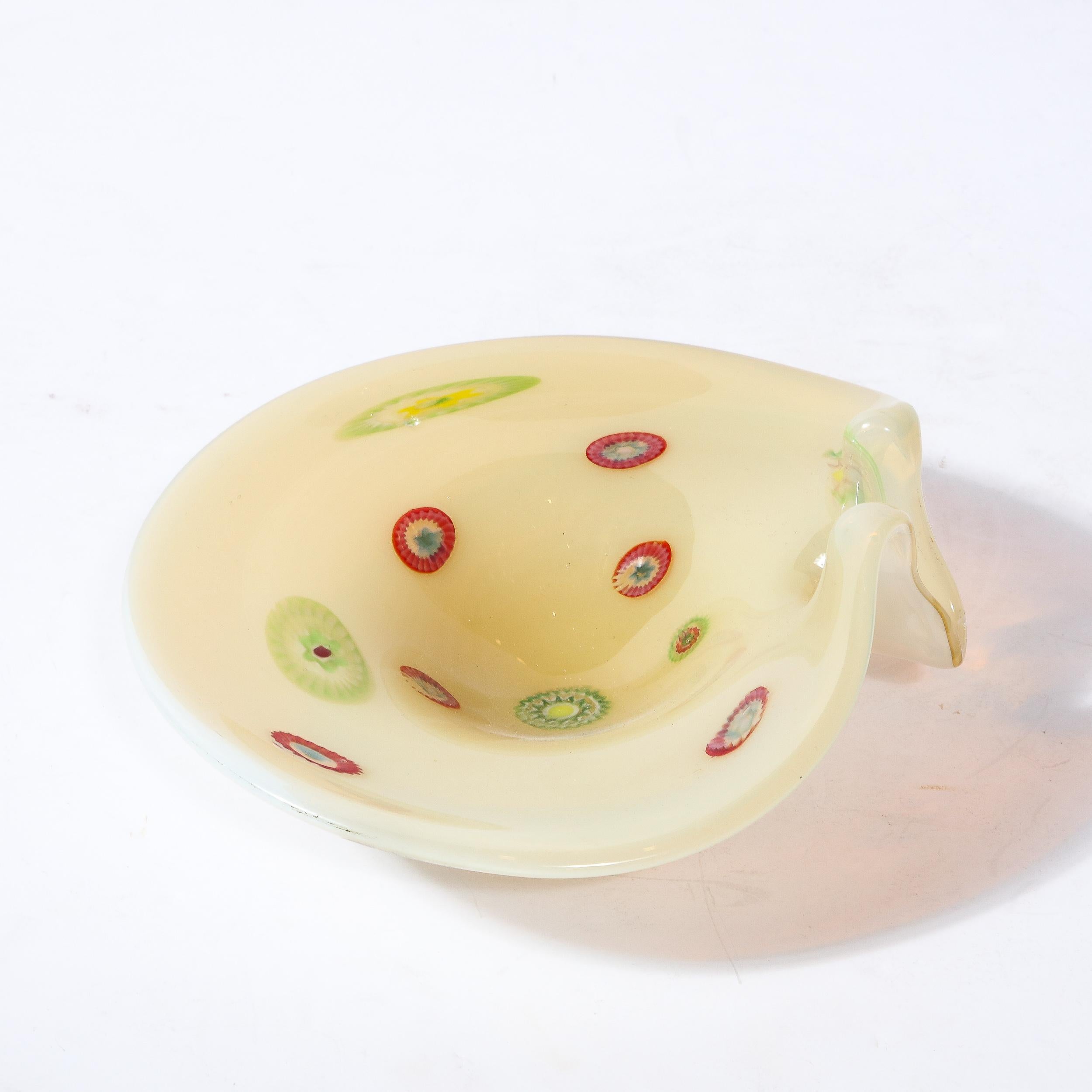 Mid-Century Modern Hand Blown Murano Decorative Bowl with multi colored Murines 3