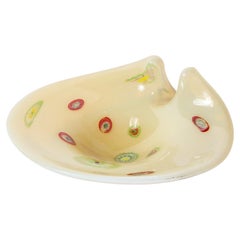 Mid-Century Modern Hand Blown Murano Decorative Bowl with multi colored Murines