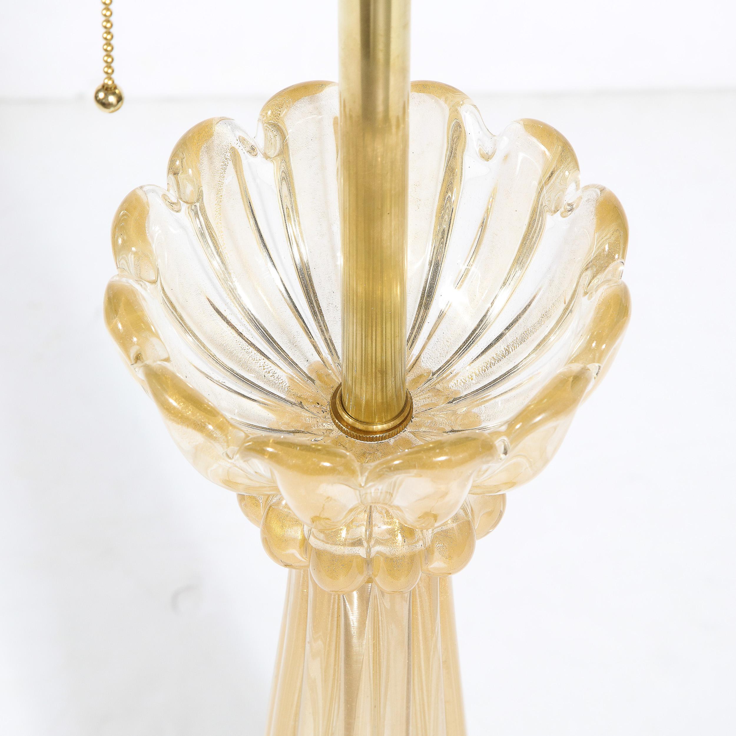 Mid-Century Modern Hand Blown Murano Glass Table Lamp with 24kt Gold Flecks For Sale 4