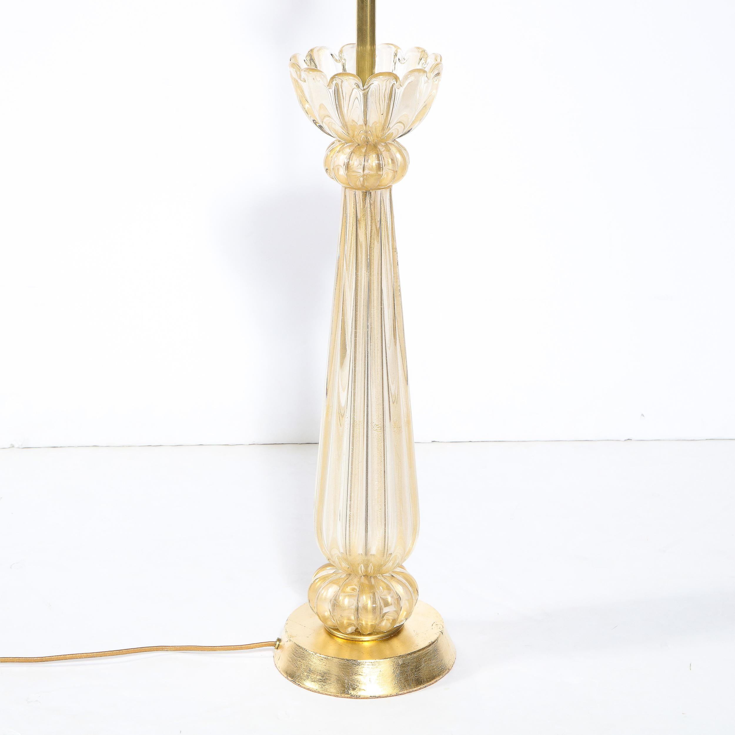 Mid-Century Modern Hand Blown Murano Glass Table Lamp with 24kt Gold Flecks For Sale 5