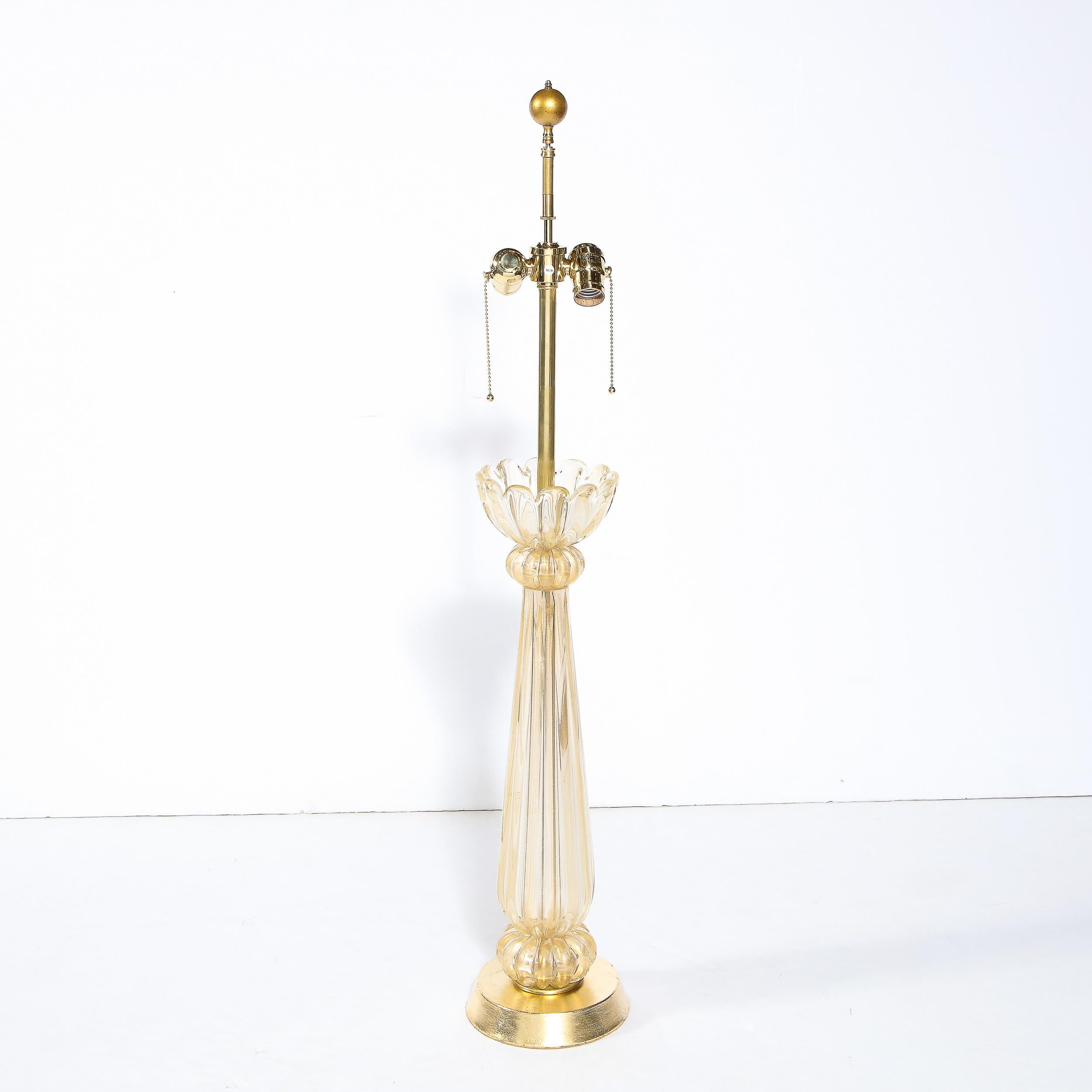 Lampe de bureau en verre de Murano soufflé à la main, moderne du milieu du siècle dernier, avec des touches d'or 24 carats en vente 5