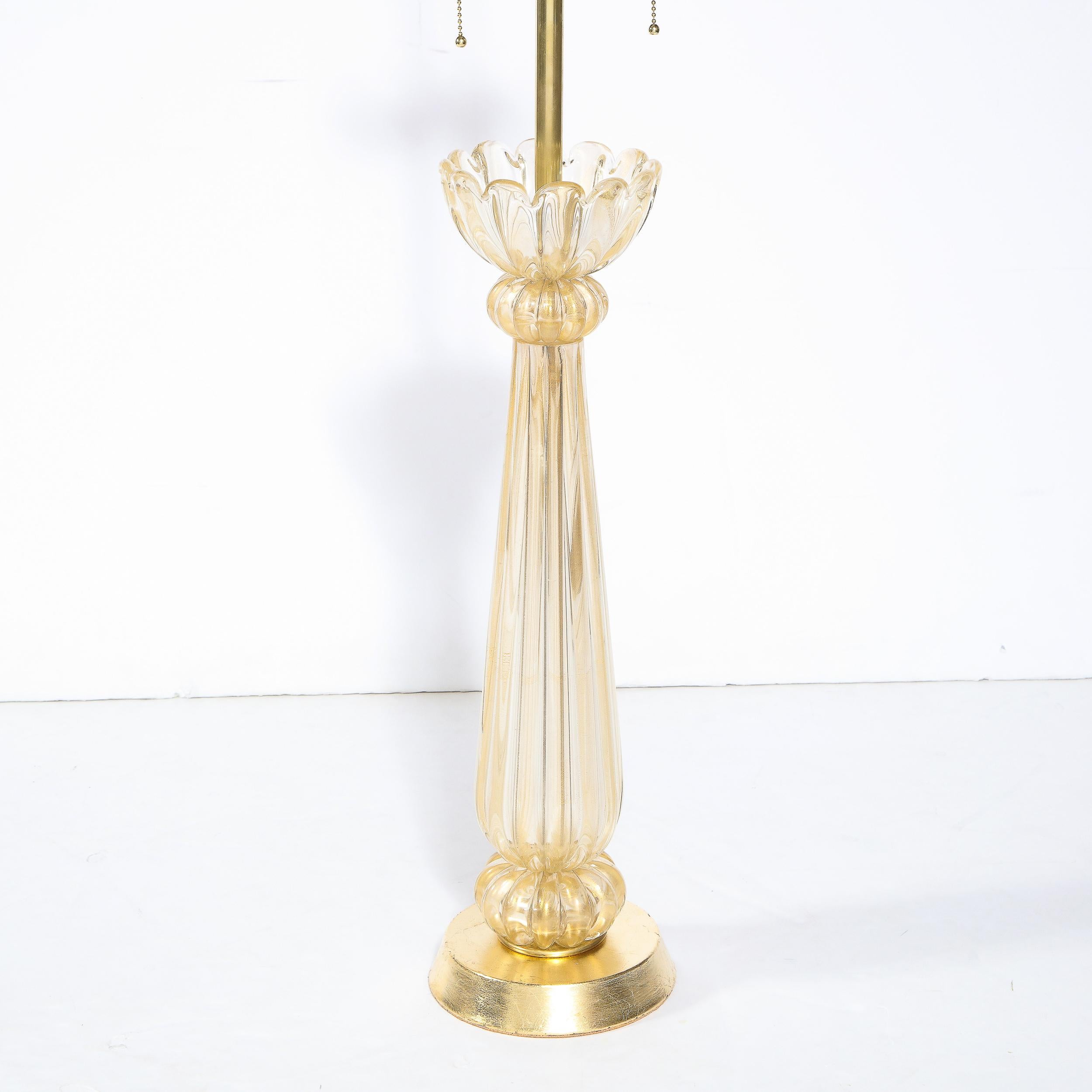 Mid-Century Modern Hand Blown Murano Glass Table Lamp with 24kt Gold Flecks For Sale 7