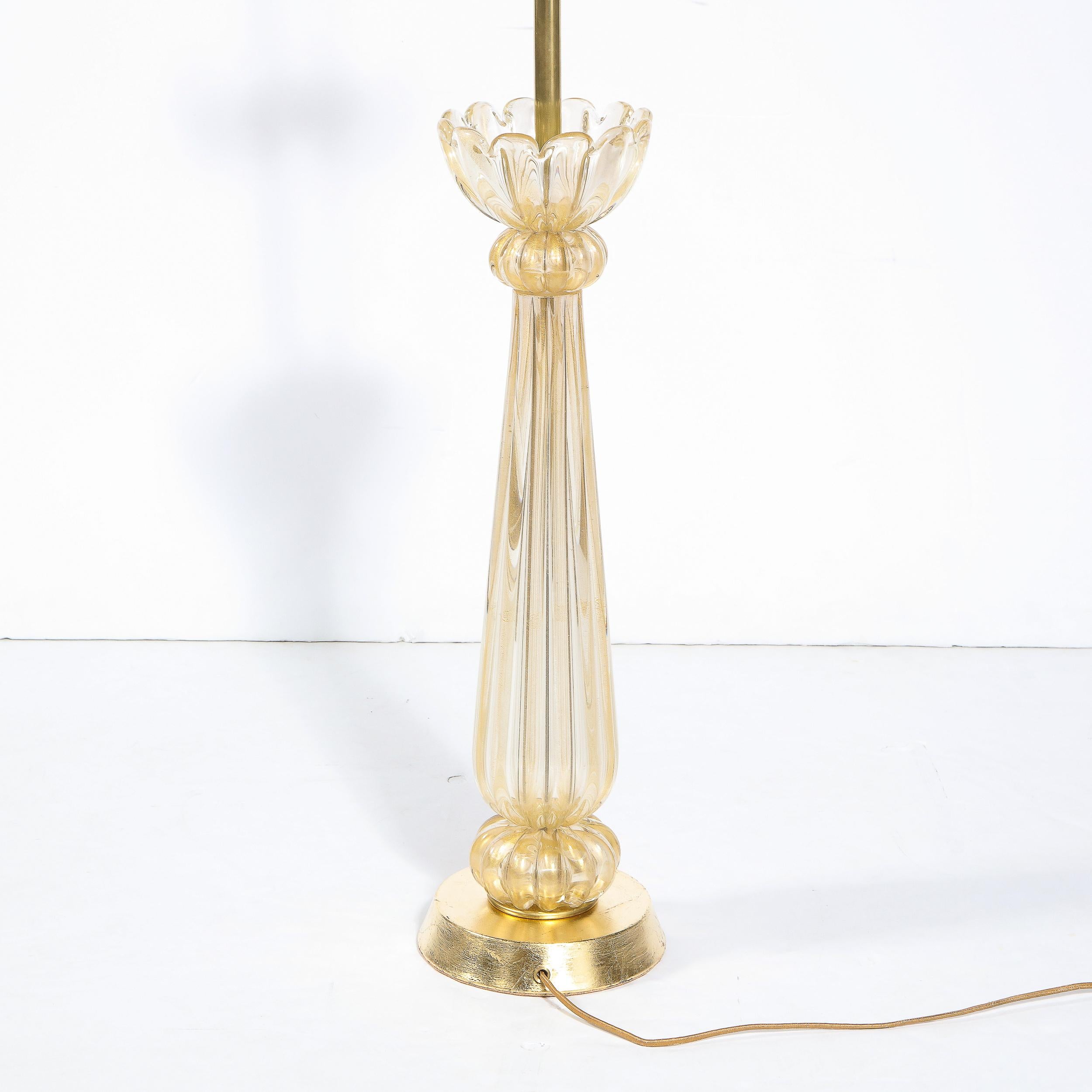 Mid-Century Modern Hand Blown Murano Glass Table Lamp with 24kt Gold Flecks For Sale 3