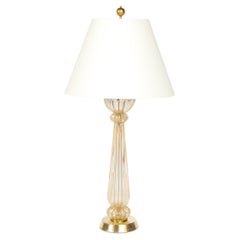 Mid-Century Modern Hand Blown Murano Glass Table Lamp with 24kt Gold Flecks