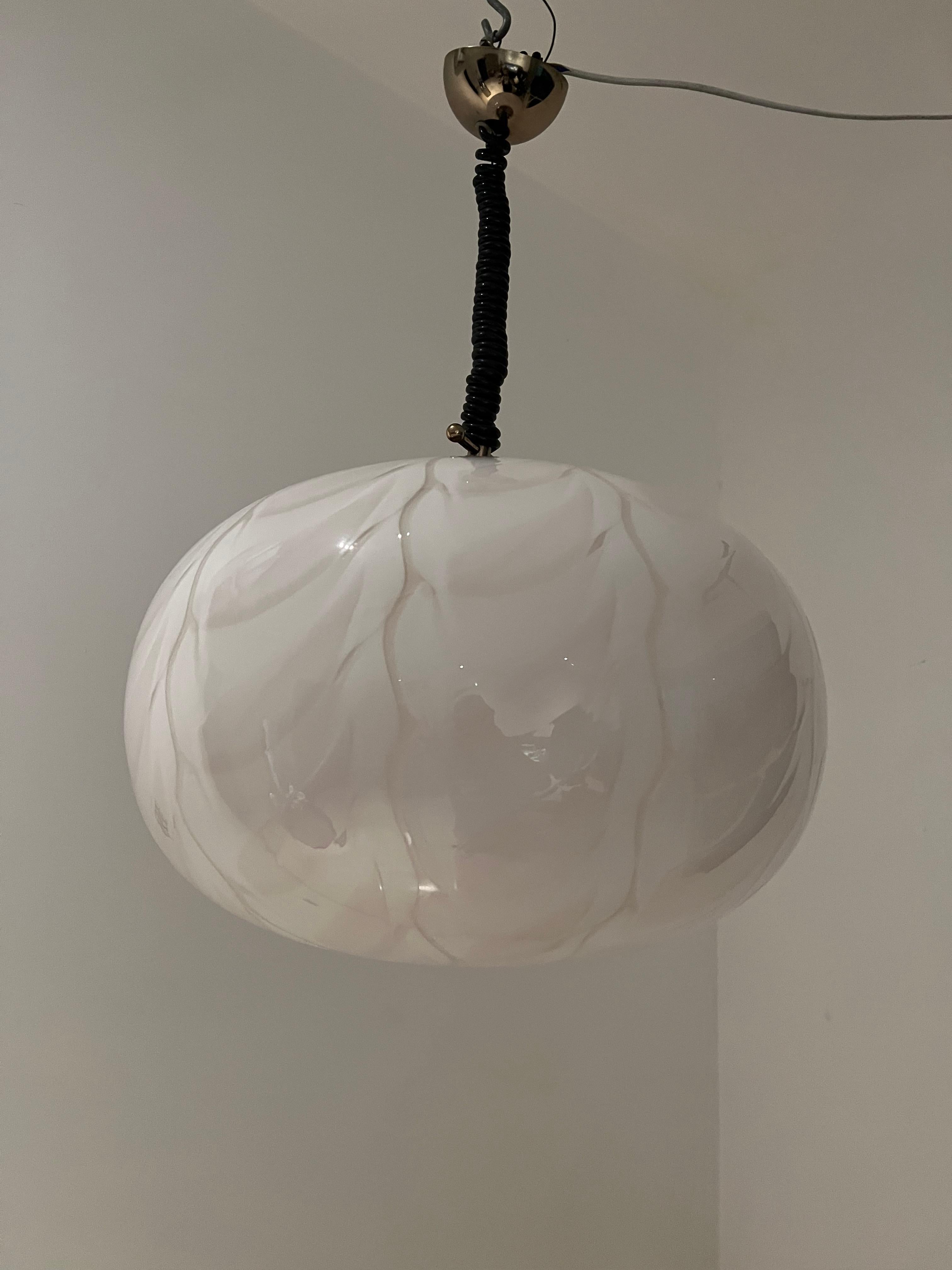 Italian Mid-Century Modern Hand blown Sphere Pendant Light in Murano Glass, Italy 1970 For Sale