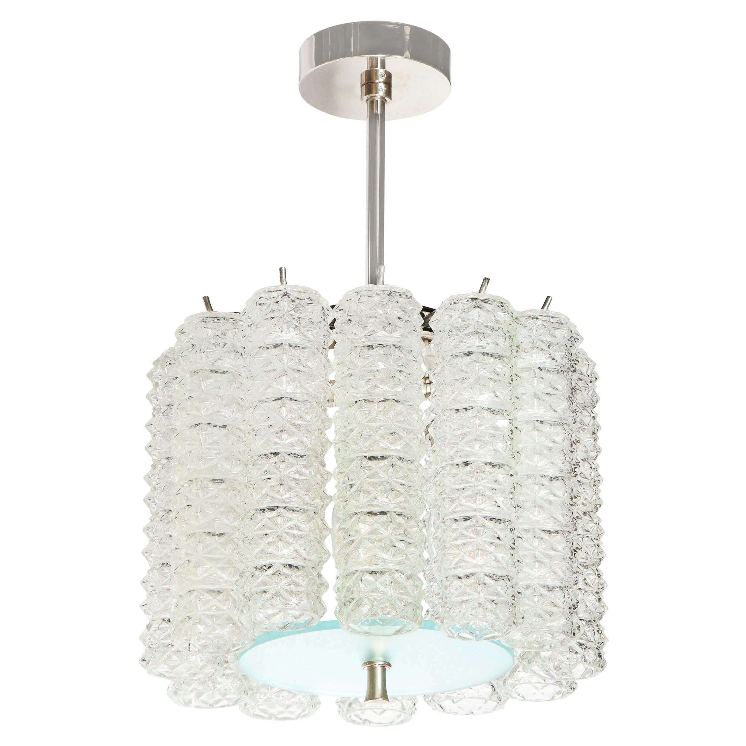 Mid-Century Modern Hand Blown Translucent and Frosted Murano Glass Chandelier