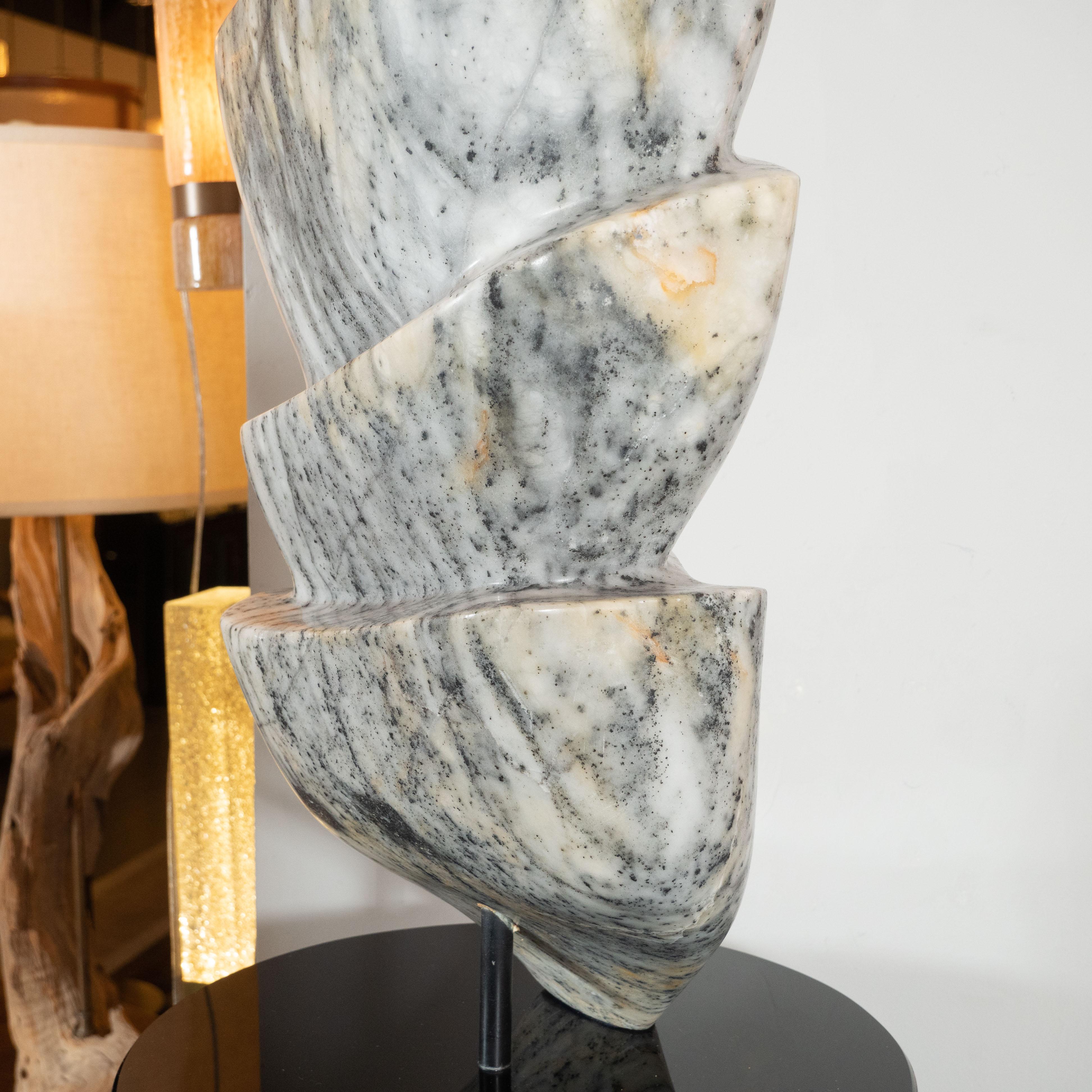 Mid-Century Modern Hand Carved Grisaille Granite Sculpture on Custom Swivel Base For Sale 2