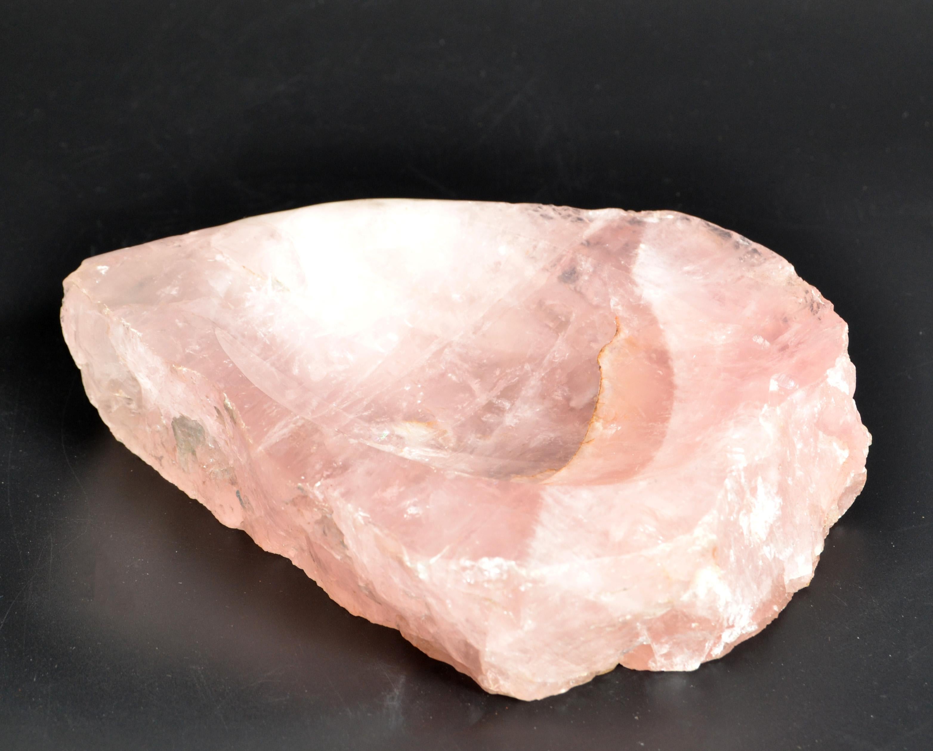 Mid-Century Modern Hand Carved Pink Rock Crystal Catchall Bowl Vide Poche, 1970 For Sale 7