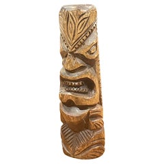 Used Mid-Century Modern Hand-Carved Solid Walnut Tiki Sculpture