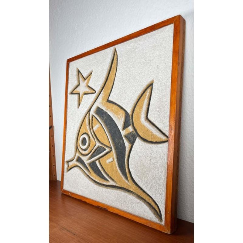 Mid-Century Modern Hand Carved Stone Wall Relief with Fish Design, 1960s For Sale 7
