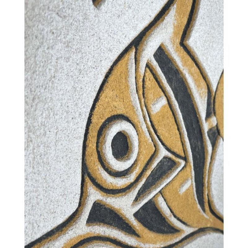 Mid-Century Modern Hand Carved Stone Wall Relief with Fish Design, 1960s For Sale 4