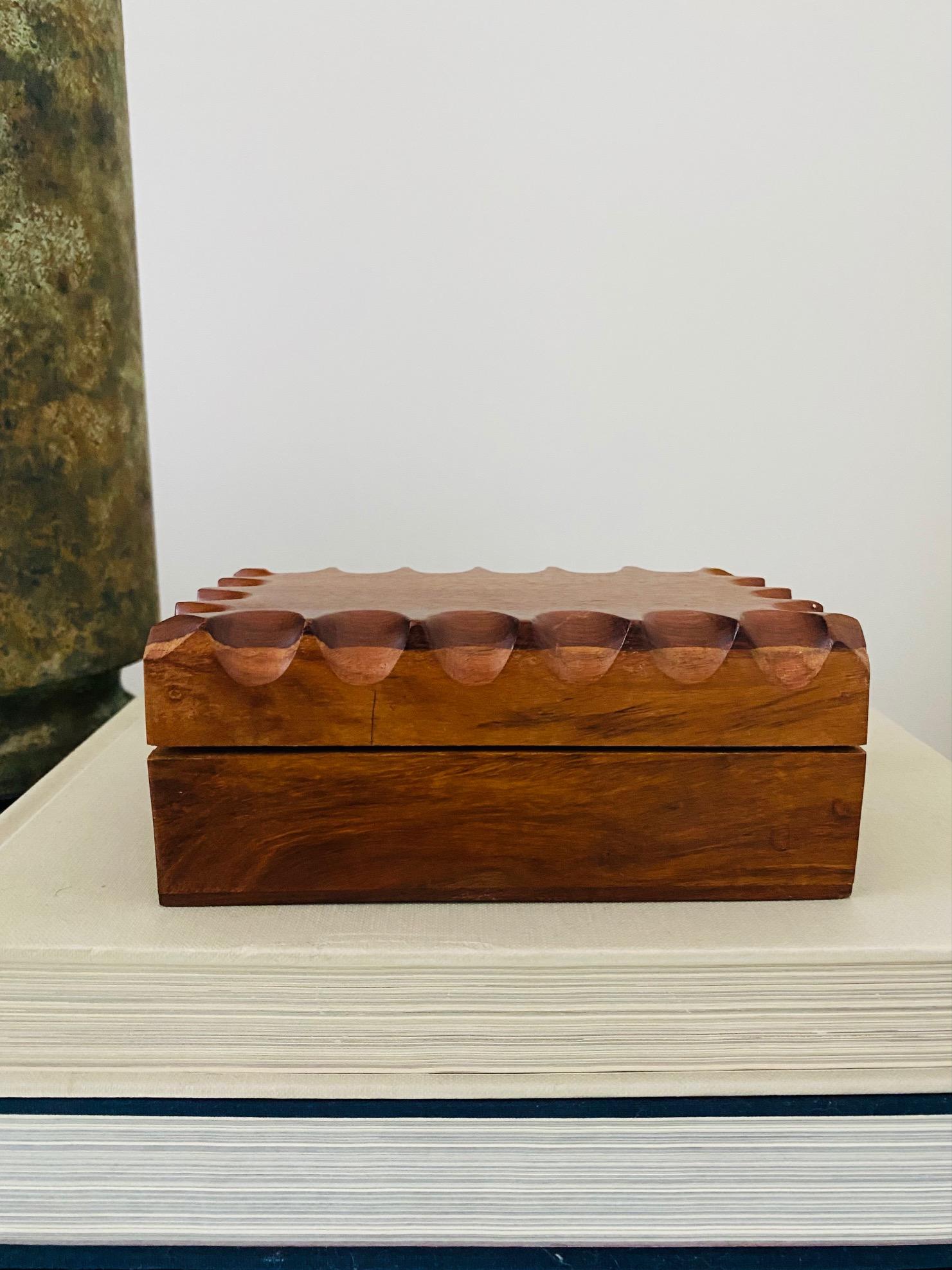 Danish Mid-Century Modern Hand Carved Trinket Box in Walnut Wood, Denmark, c. 1960