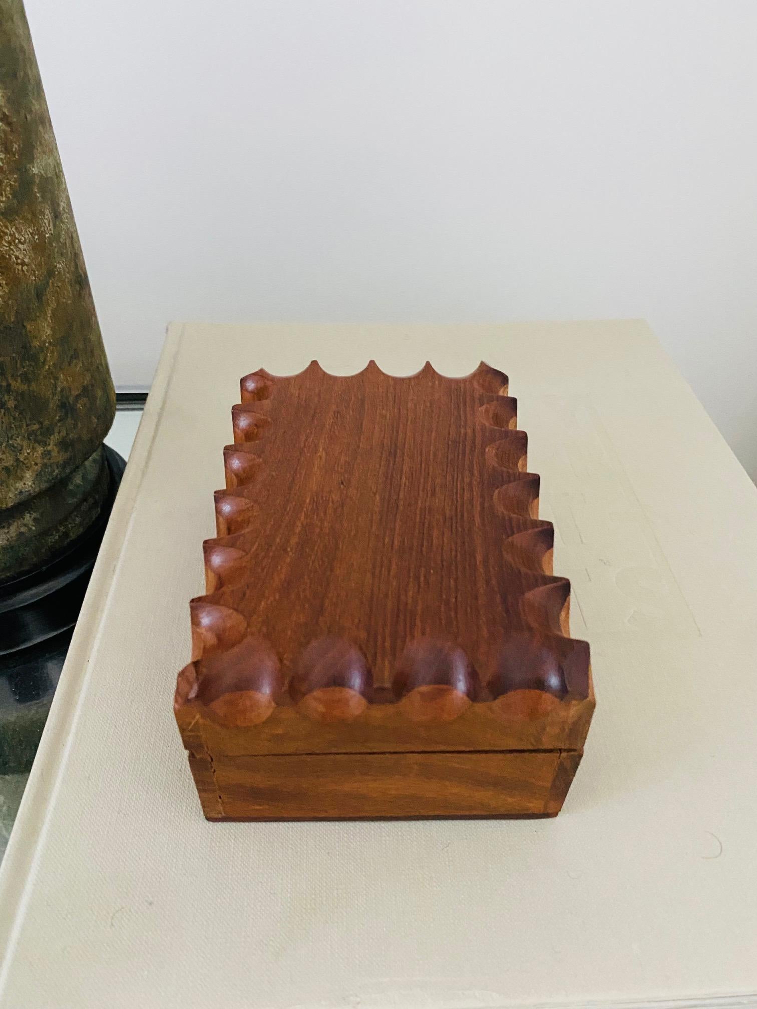 Hand-Carved Mid-Century Modern Hand Carved Trinket Box in Walnut Wood, Denmark, c. 1960