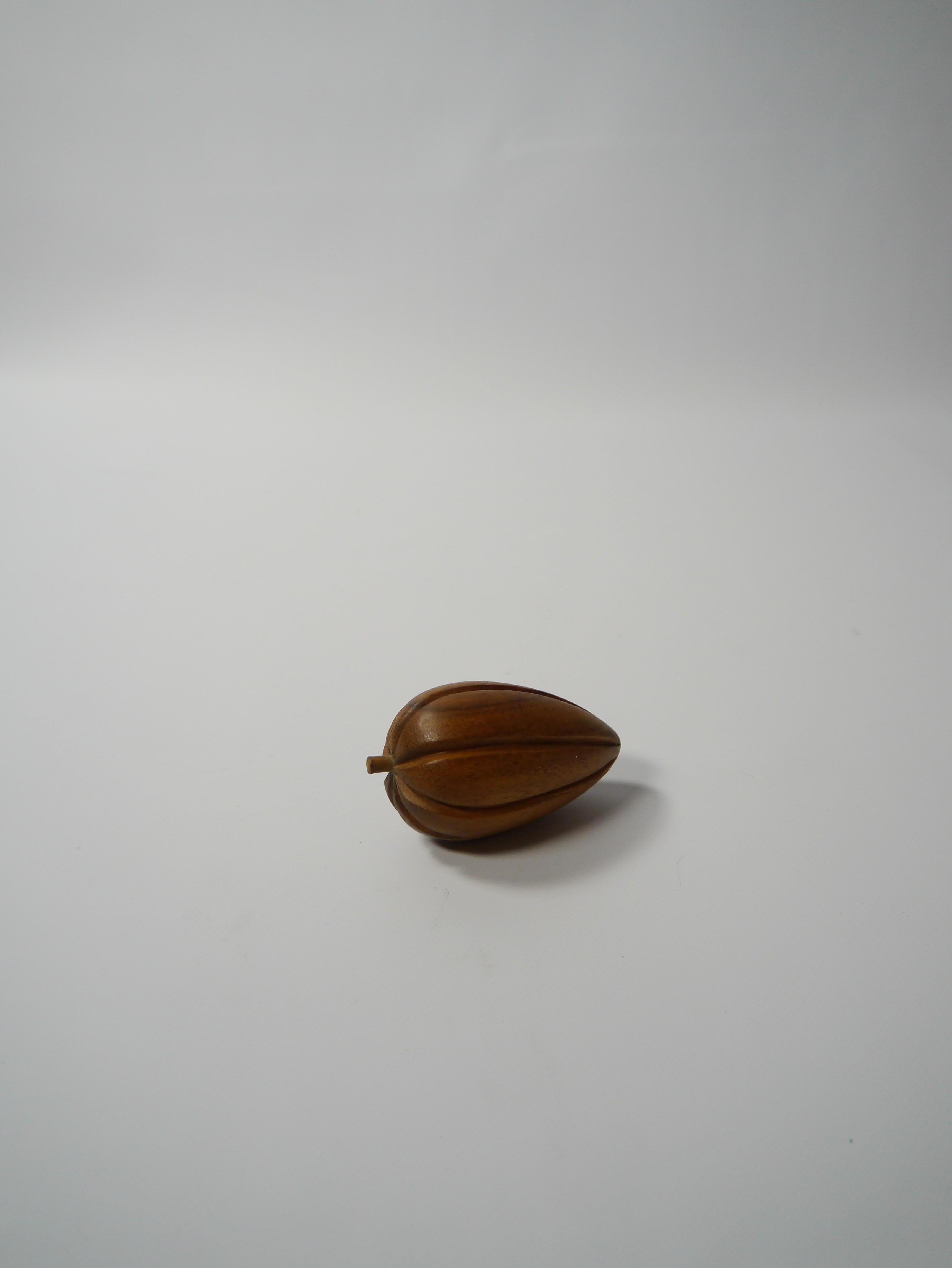 Mid-Century Modern Hand Carved Wood Fruits and Bowl For Sale 3