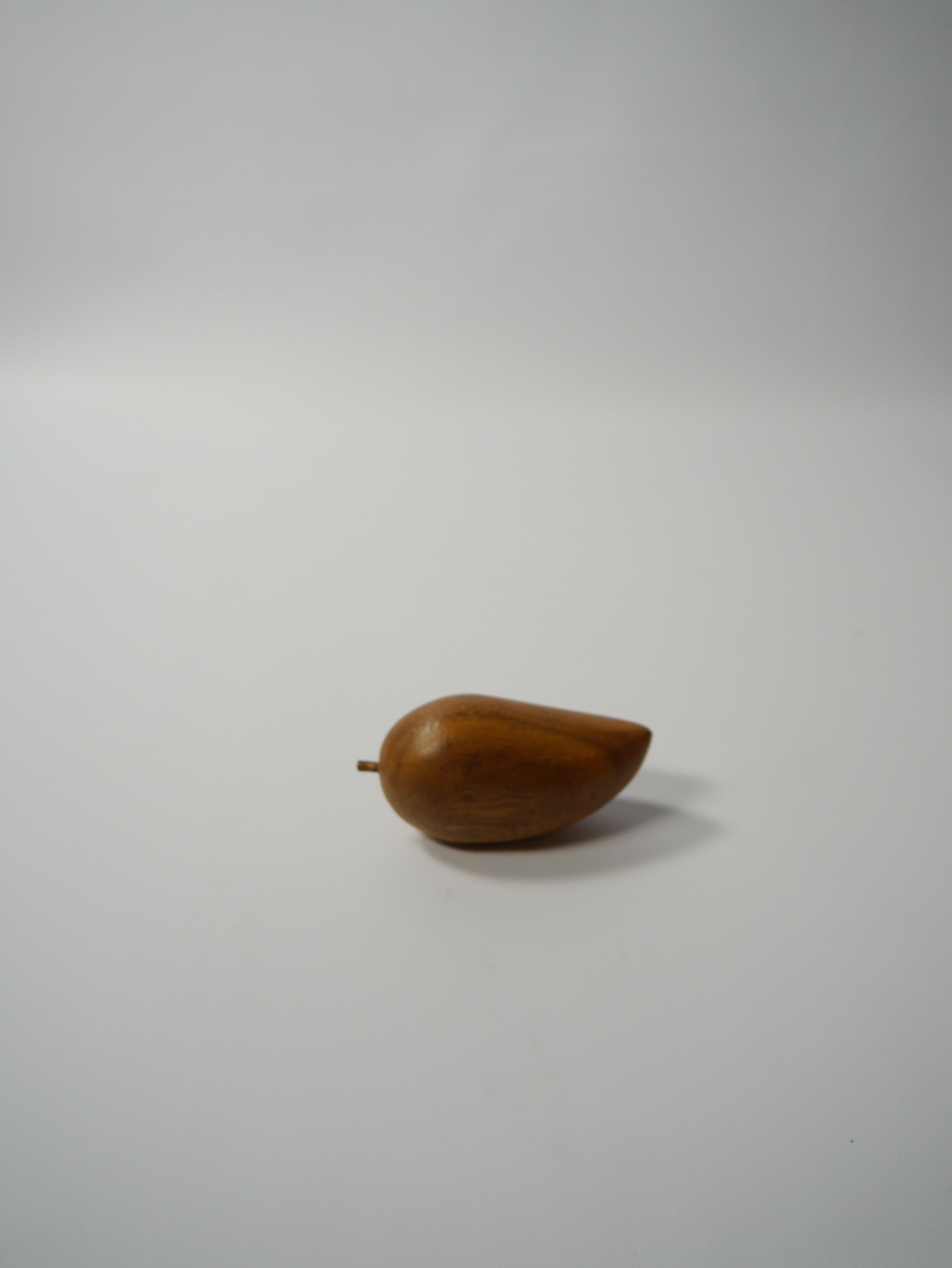 Mid-Century Modern Hand Carved Wood Fruits and Bowl For Sale 1