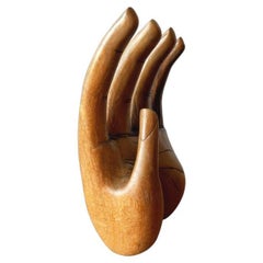 Mid-Century Modern Hand Carved Wooden Hand