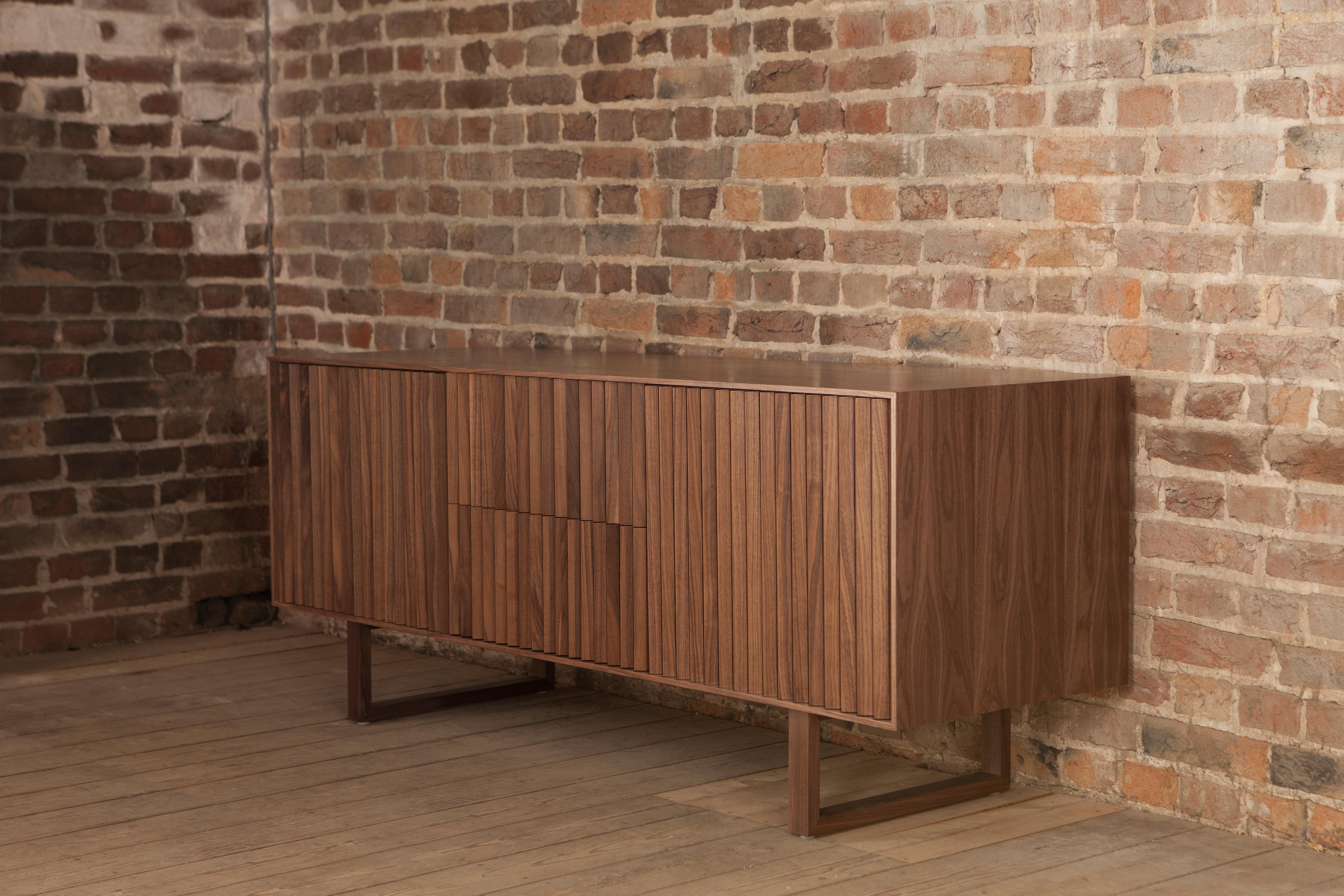 Mid-Century Modern Modern/Midcentury American Walnut Clair Sideboard By Corinna Warm Faceted Panels For Sale