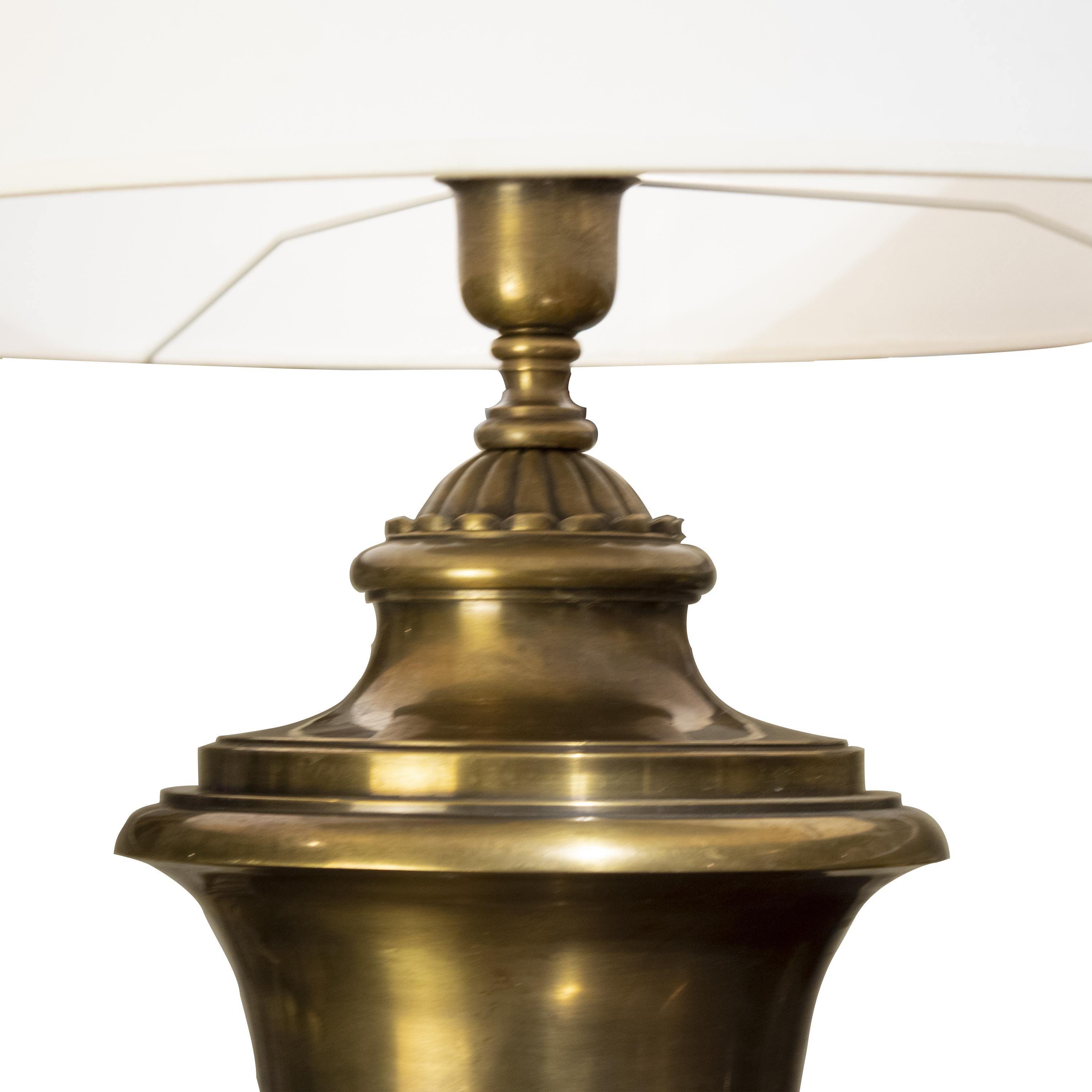 French Mid Century Modern Hand-Crafted  Brass Table Lamp, France 1960. For Sale