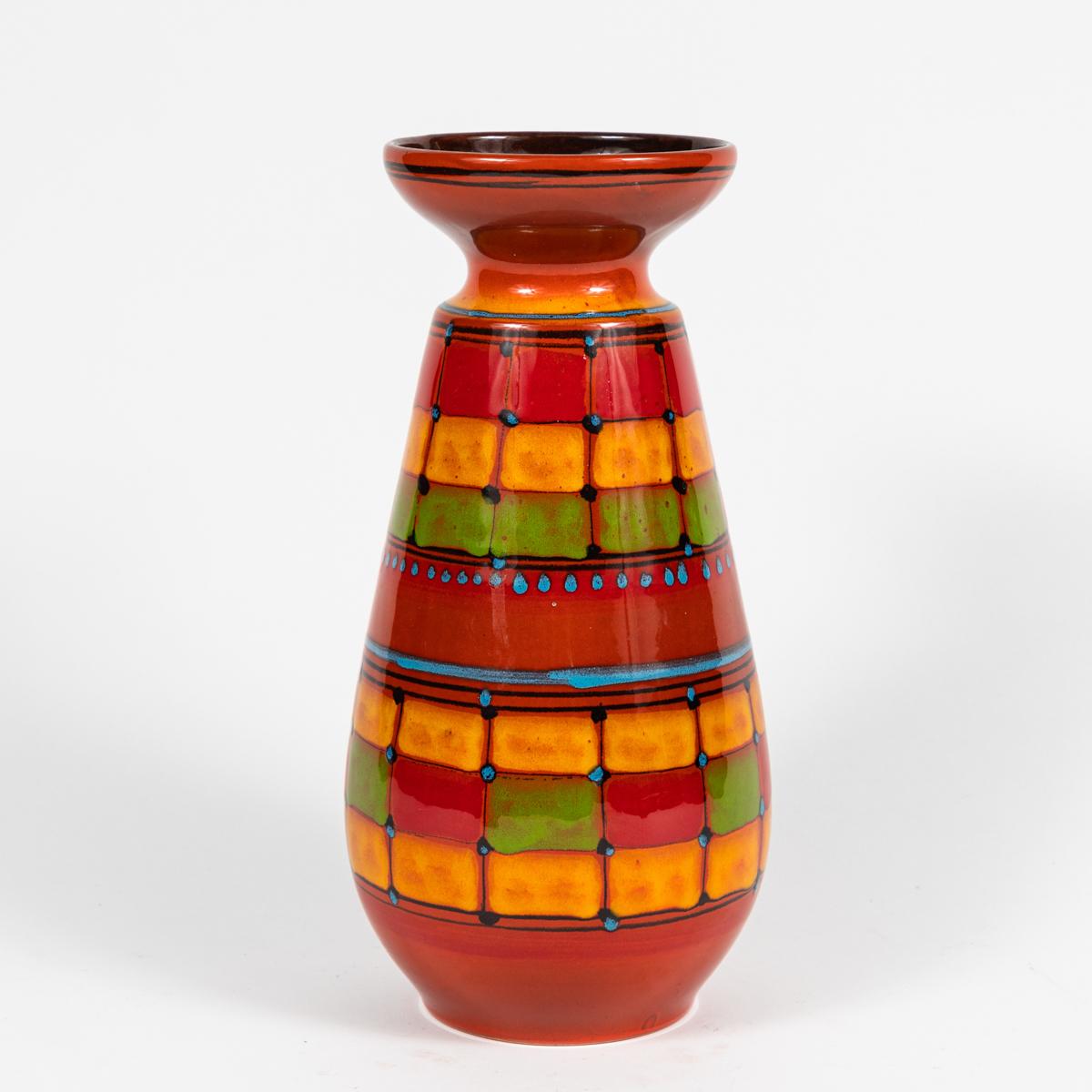Mid-Century Modern hand decorated Santi signed vase from Italy.