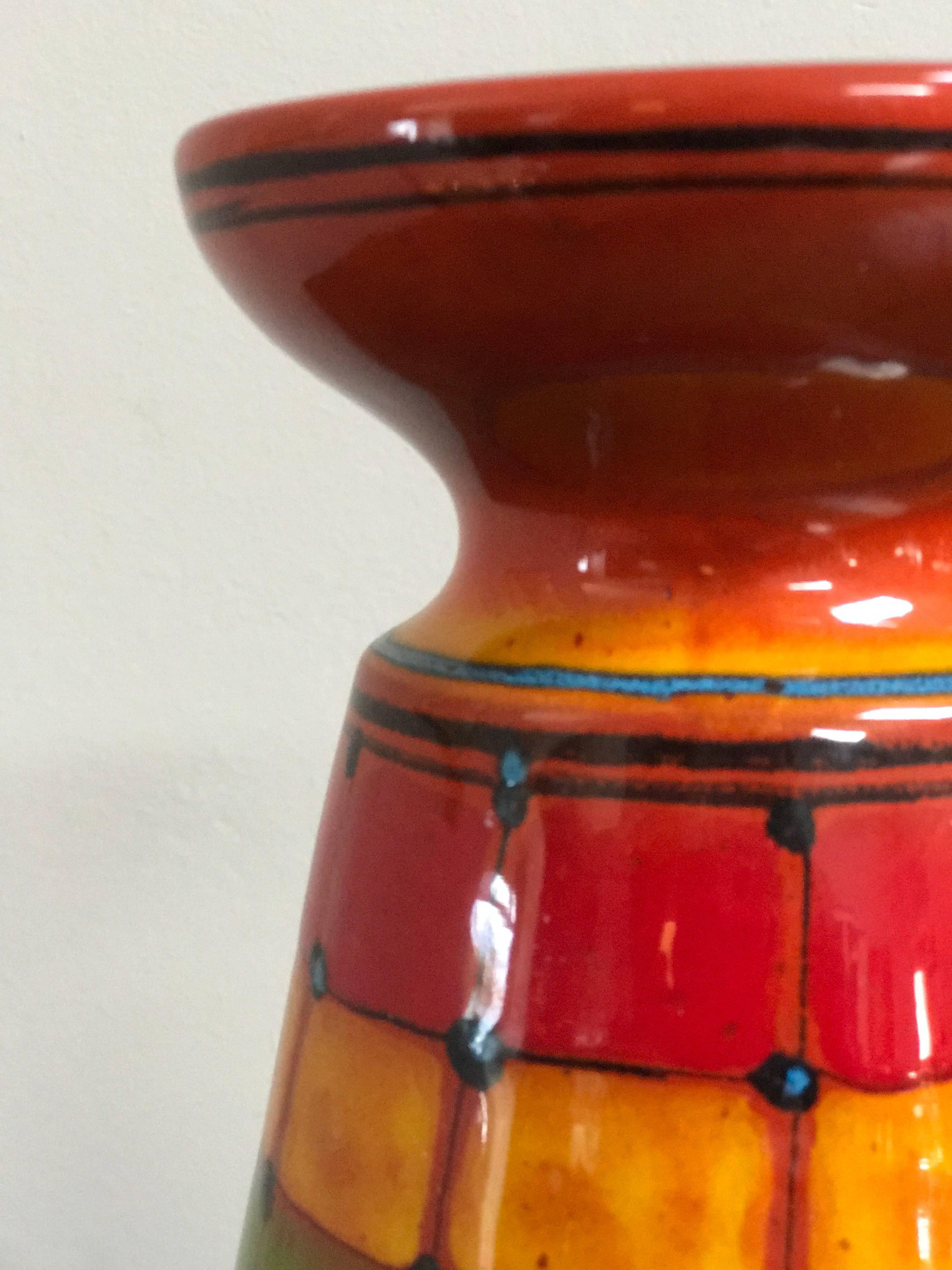 Hand-Painted Mid-Century Modern Hand Decorated Santi Signed Vase from Italy