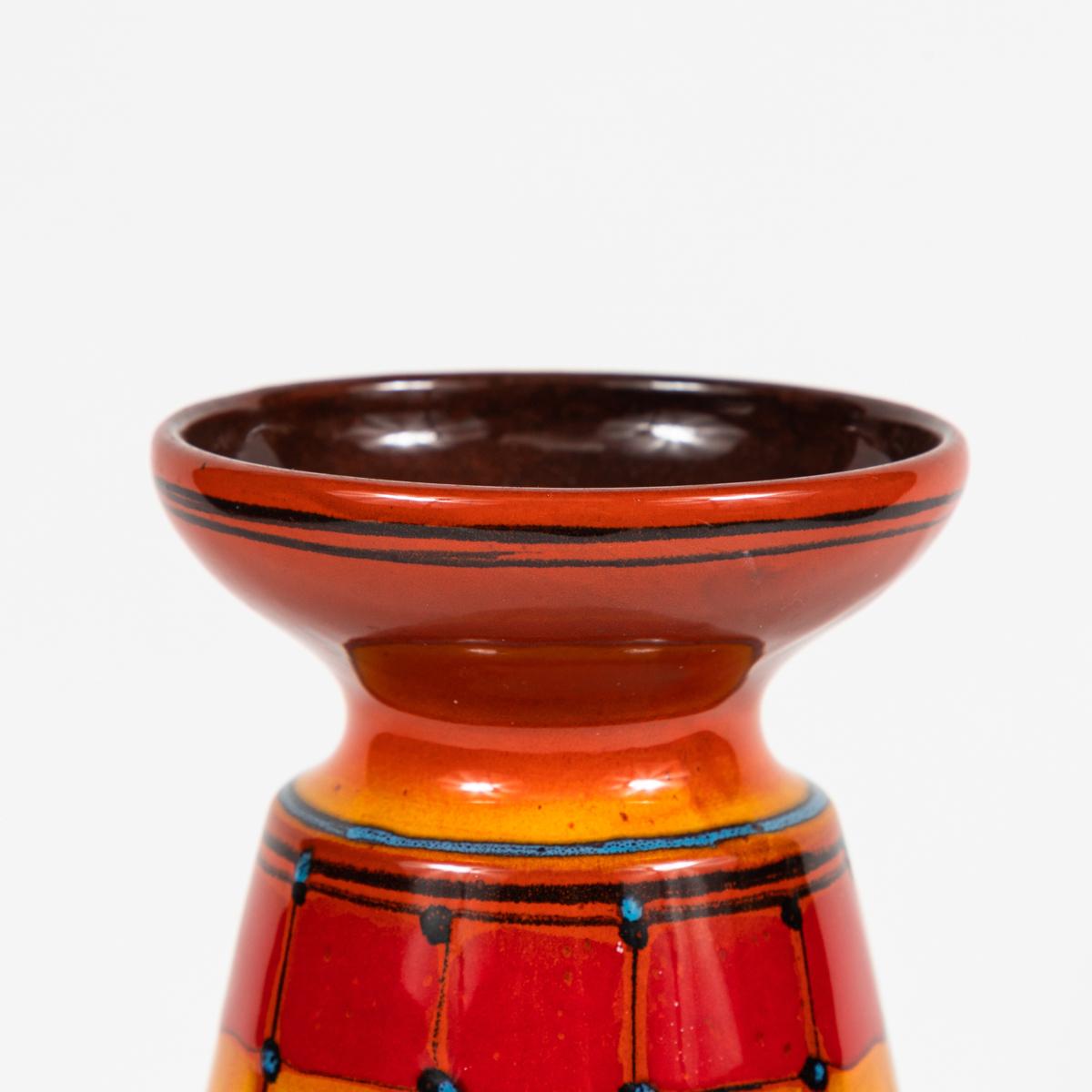 Mid-Century Modern Hand Decorated Santi Signed Vase from Italy In Good Condition In Los Angeles, CA