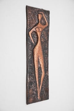 Mid-Century Modern Hand-Forged Artist Copper Nude, 1950s