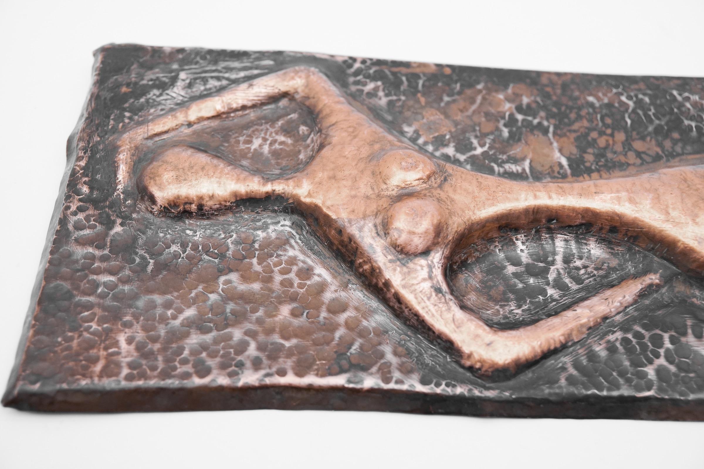 German Mid-Century Modern Hand-Forged Artist Copper Nude, 1950s  For Sale