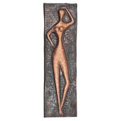 Handgeschmiedeter Künstler-Künstler-Kupfer nude, Mid-Century Modern, 1950er Jahre 