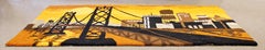Mid-Century Modern Hand Hooked Wool Fiber Wall Art Rug Bay Bridge Orange, 1960s