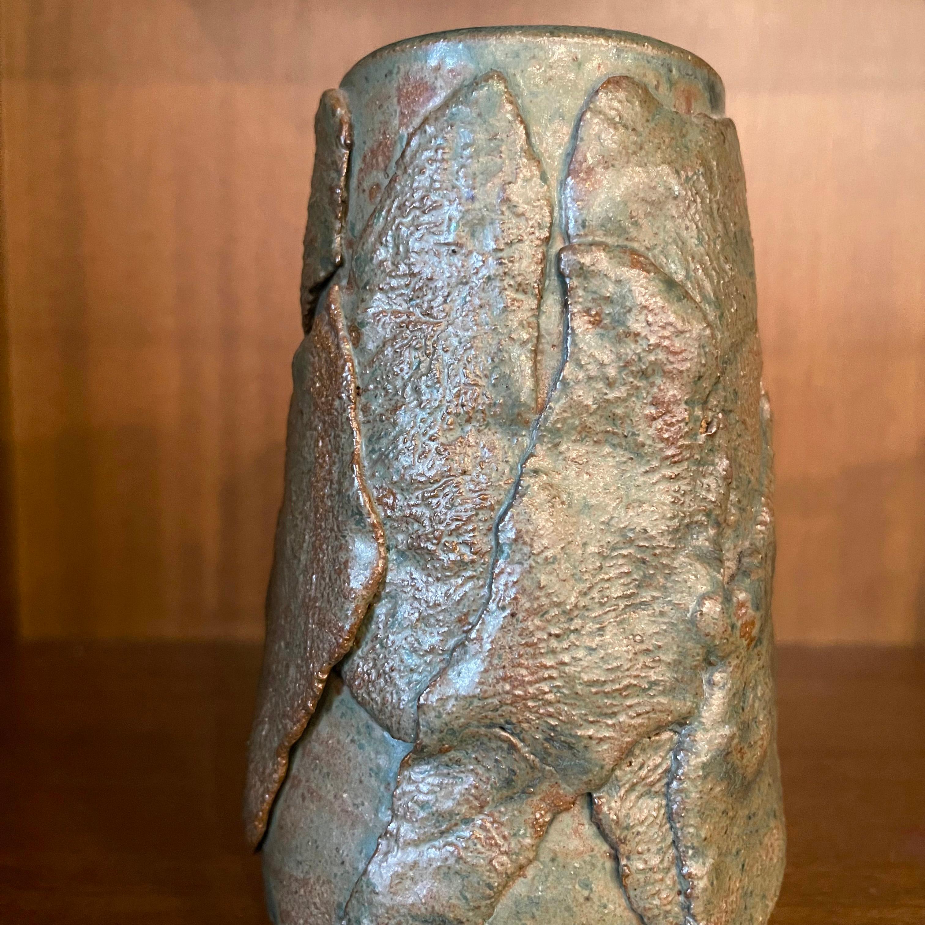 20th Century Mid-Century Modern Hand-Made Abstract Art Pottery Vase  For Sale