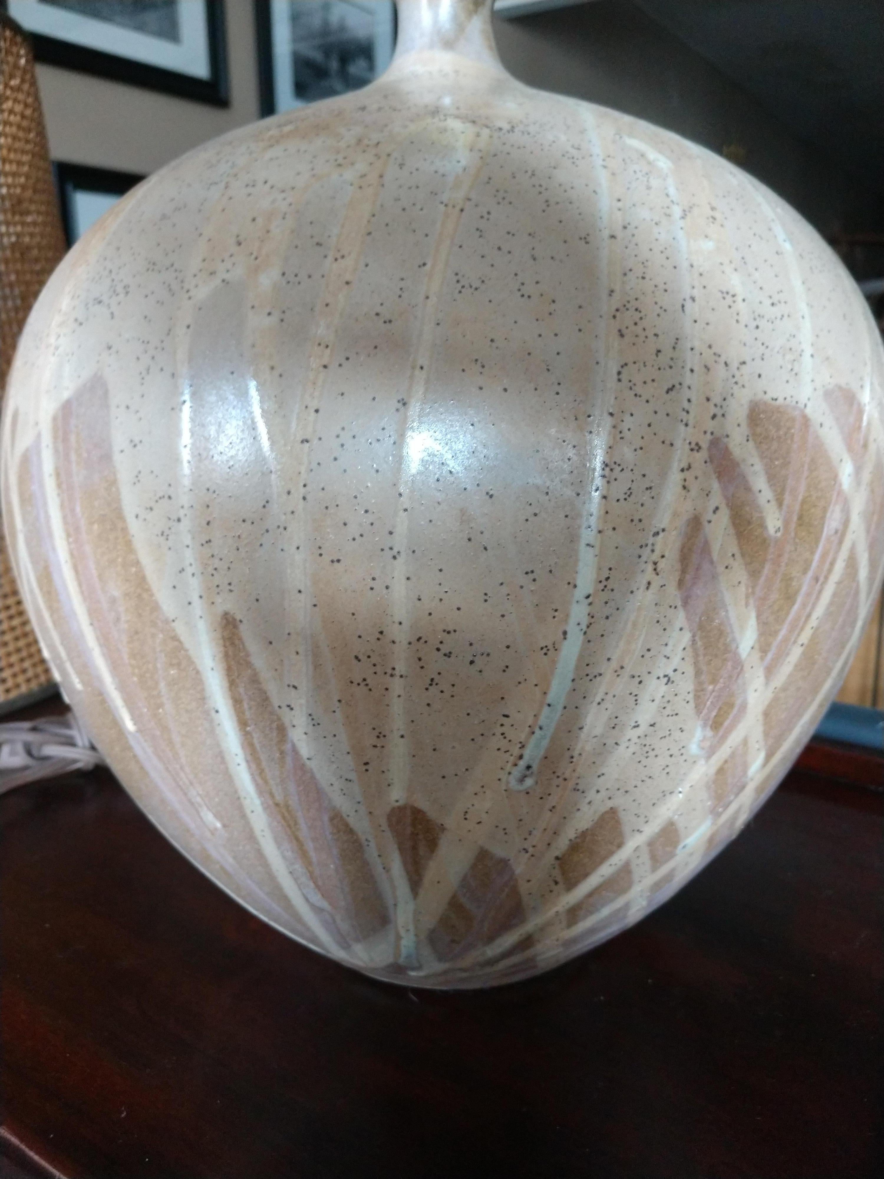 Hand-Crafted Mid-Century Modern Handmade Drip Glazed Ovoid Table Lamp