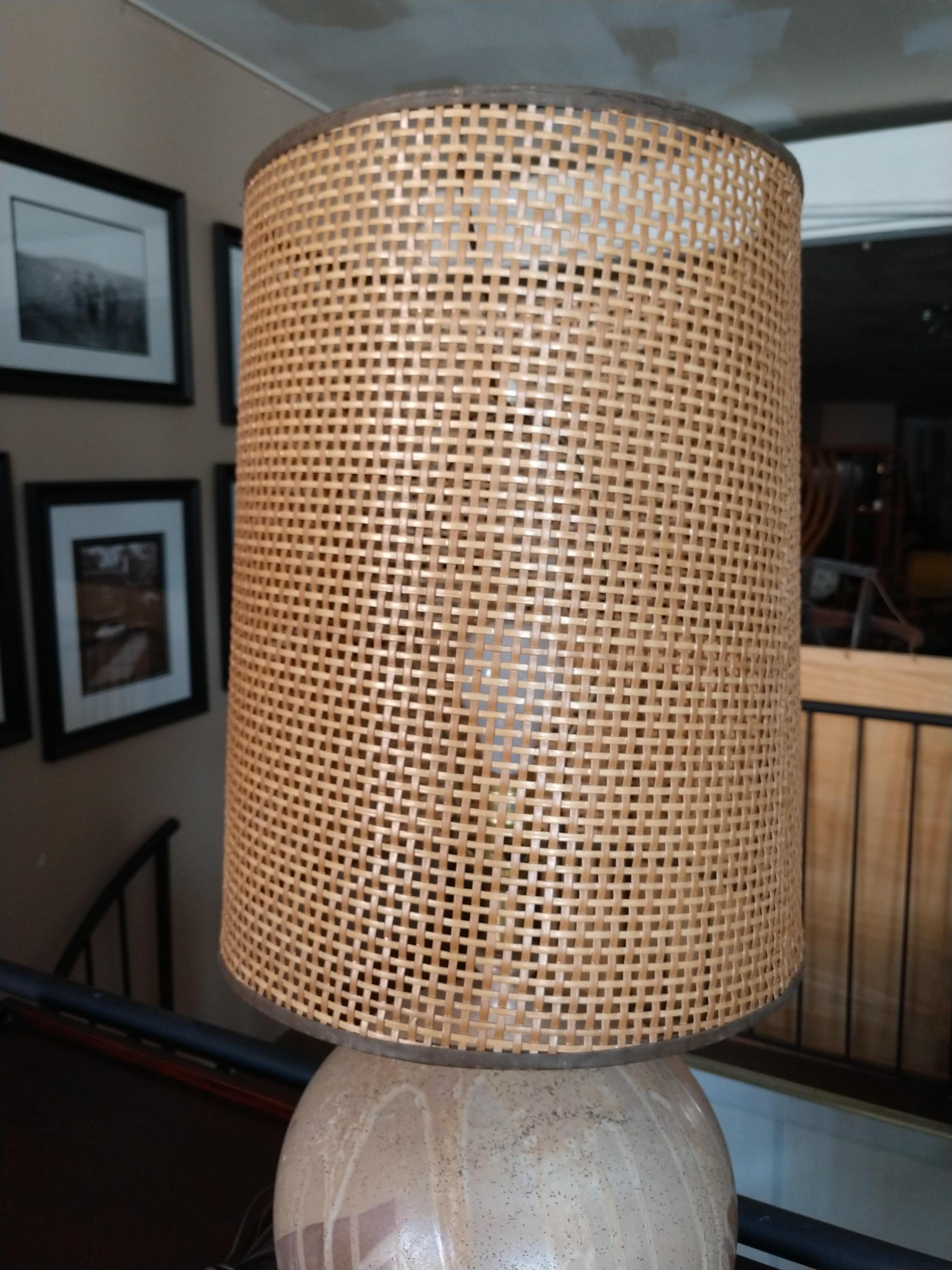 American Mid-Century Modern Handmade Drip Glazed Ovoid Table Lamp