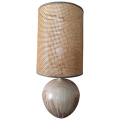 Mid-Century Modern Handmade Drip Glazed Ovoid Table Lamp