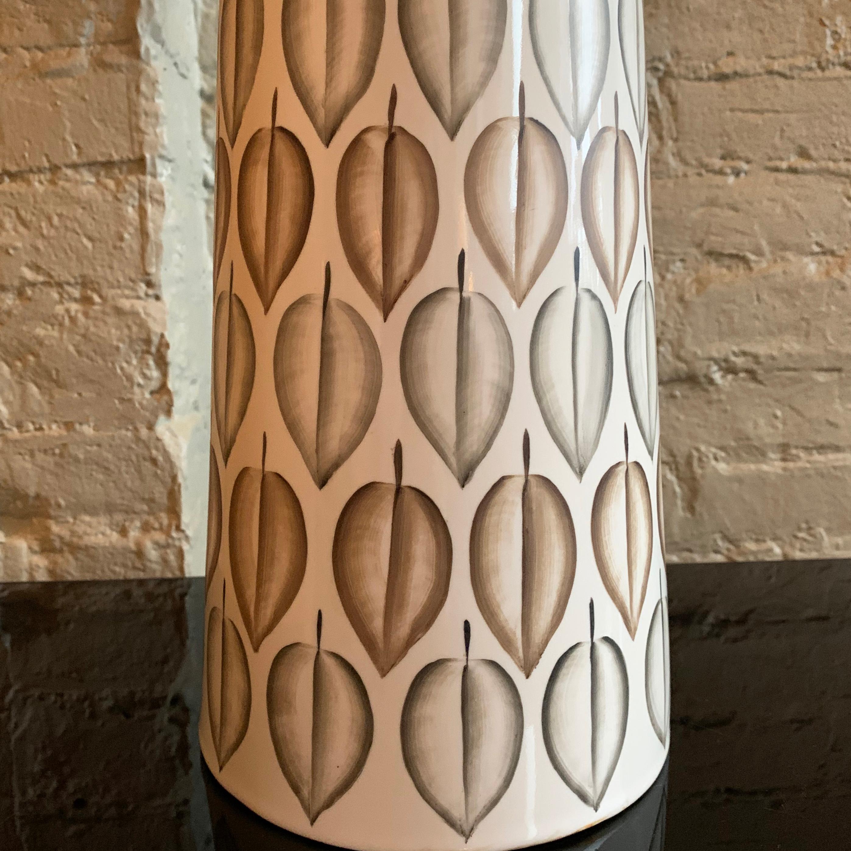 20th Century Mid-Century Modern Hand Painted Art Pottery Table Lamp