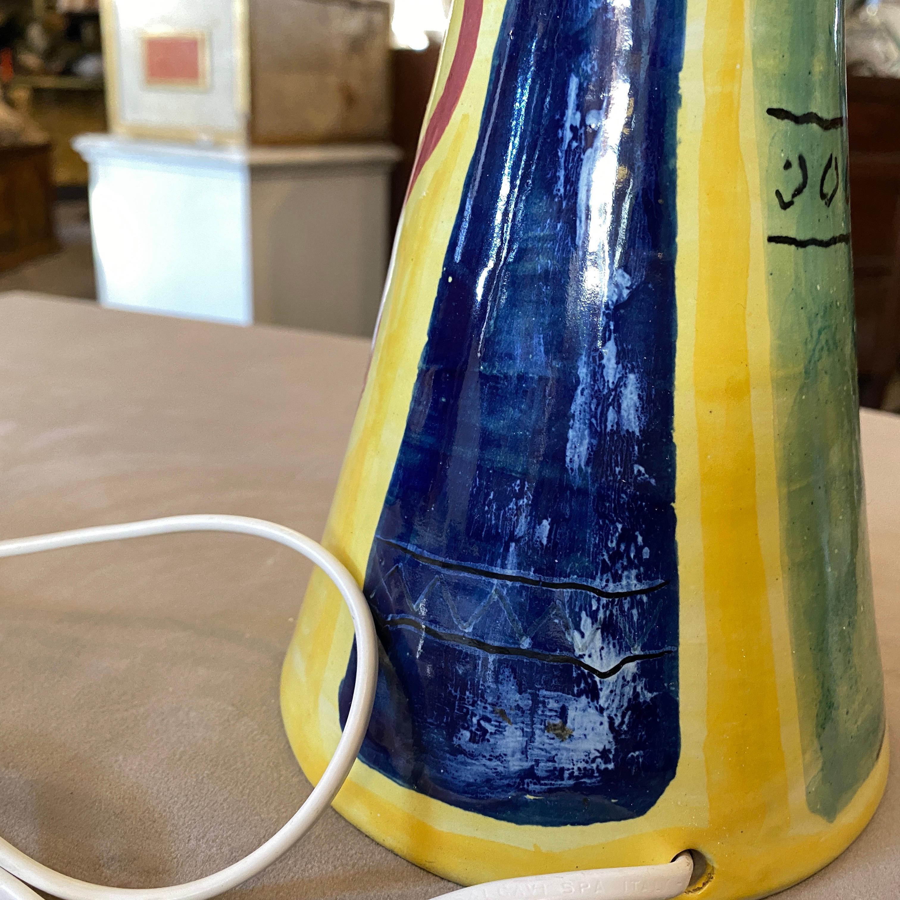 1960s Mid-Century Modern Hand Painted Ceramic Italian Table Lamp 2