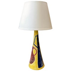 Retro 1960s Mid-Century Modern Hand Painted Ceramic Italian Table Lamp