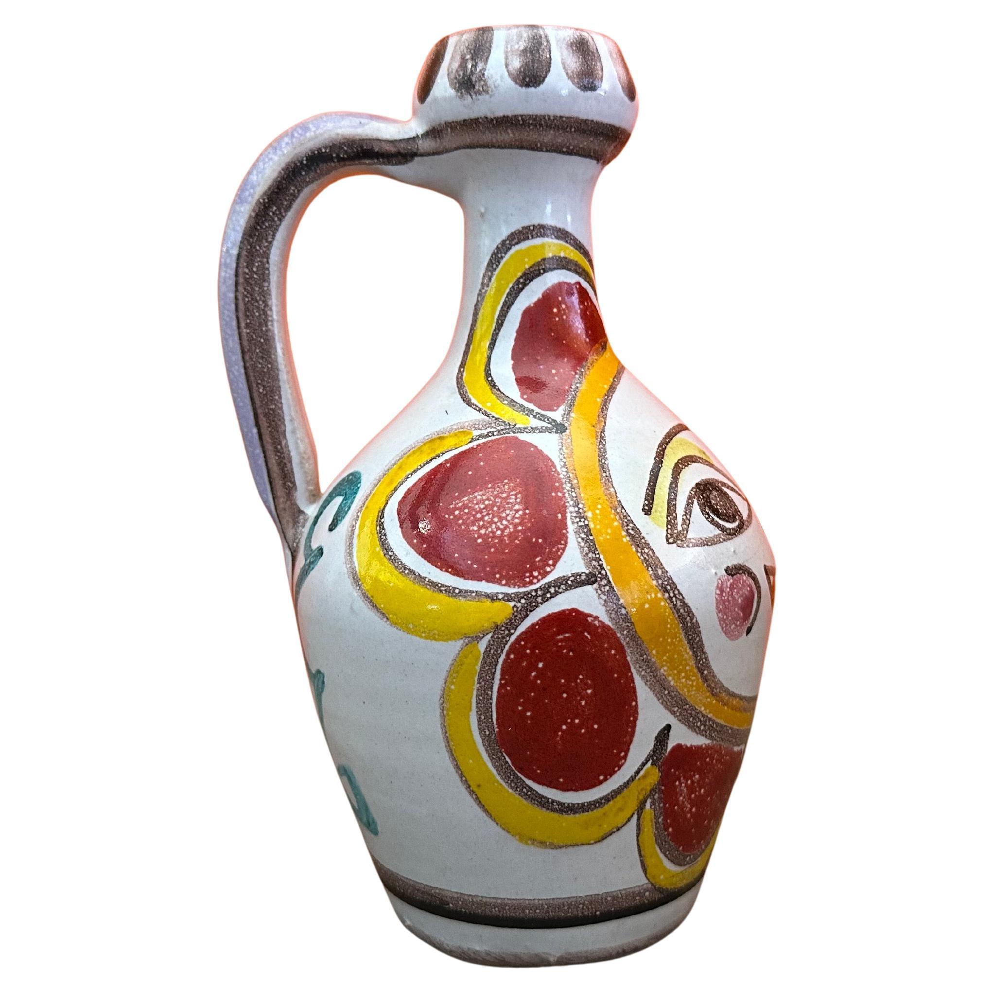 Mid-Century Modern Pichet / Vase en céramique peint à la main, mi-siècle moderne, de Giovanni Desimone en vente