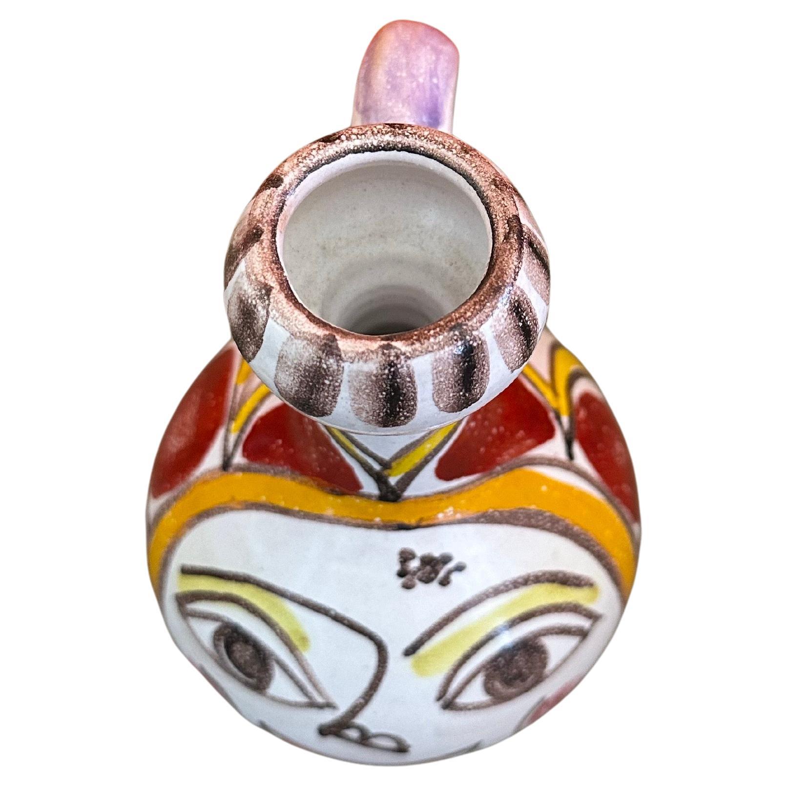 Peint à la main Pichet / Vase en céramique peint à la main, mi-siècle moderne, de Giovanni Desimone en vente