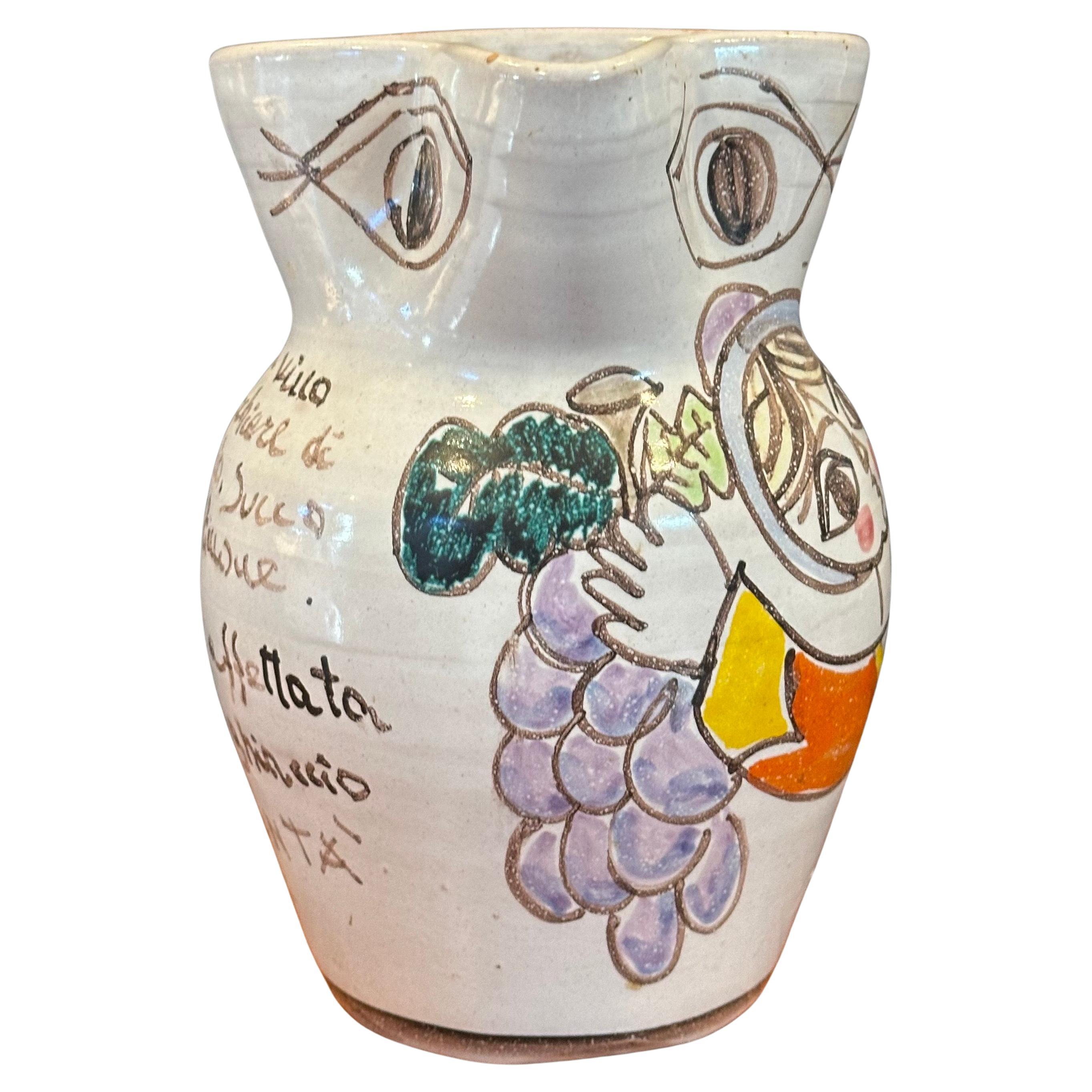 Mid-Century Modern Pichet Sangria peint à la main par Giovanni Desimone, datant du milieu du siècle dernier en vente