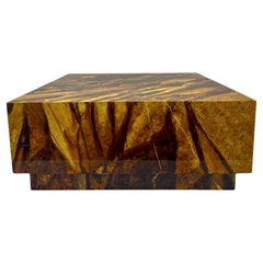 Mid-Century Modern Hand Painted Faux Tiger’s Eye Floating Coffee Table