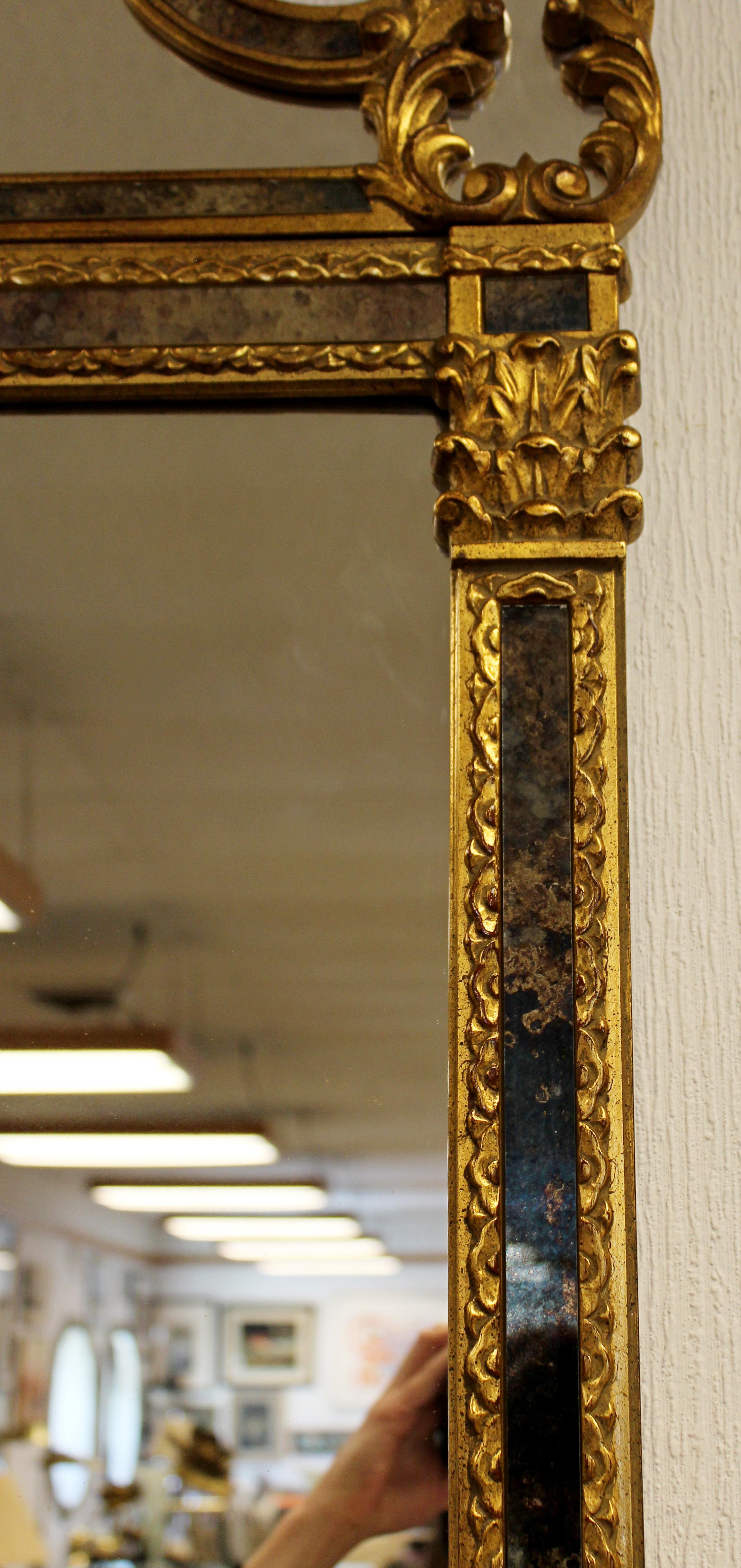 Mid-Century Modern Hand Painted Gold Gilt Rectangular Wall Mirror La Barge 1950s In Good Condition In Keego Harbor, MI