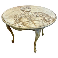 Mid-Century Modern Hand Painted Italian Center Table, Fornasetti Style
