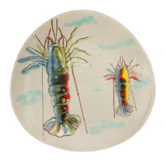 Mid-Century Modern Hand-Painted Seafood Service by MBFA Pornic, Signed Milo
