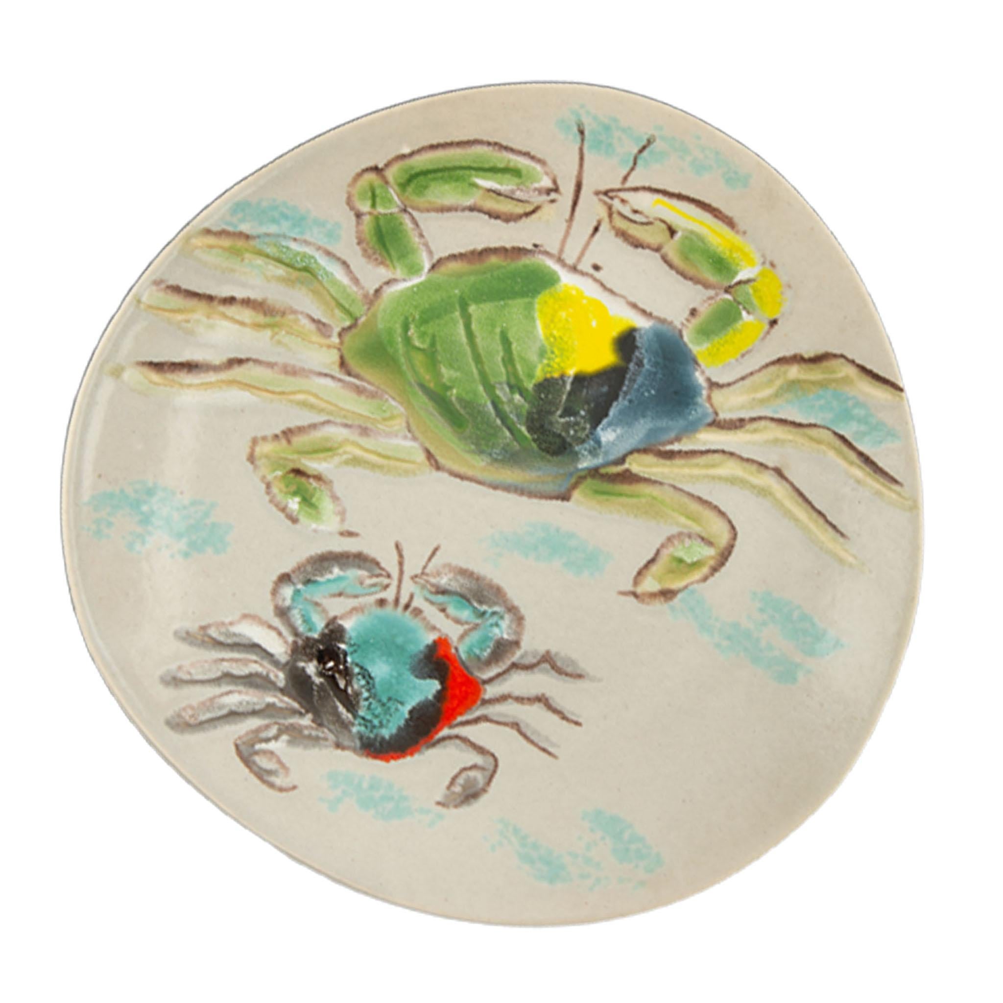 Mid-Century moderno Servizio di pesce dipinto a mano di MBFA Pornic, firmato Milo, della modernità di metà secolo in vendita