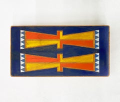 Caja de madera con tapa, de estilo «Mid-Century Modern», pintada a mano y de artesanía de taller, aprox. década de 1950