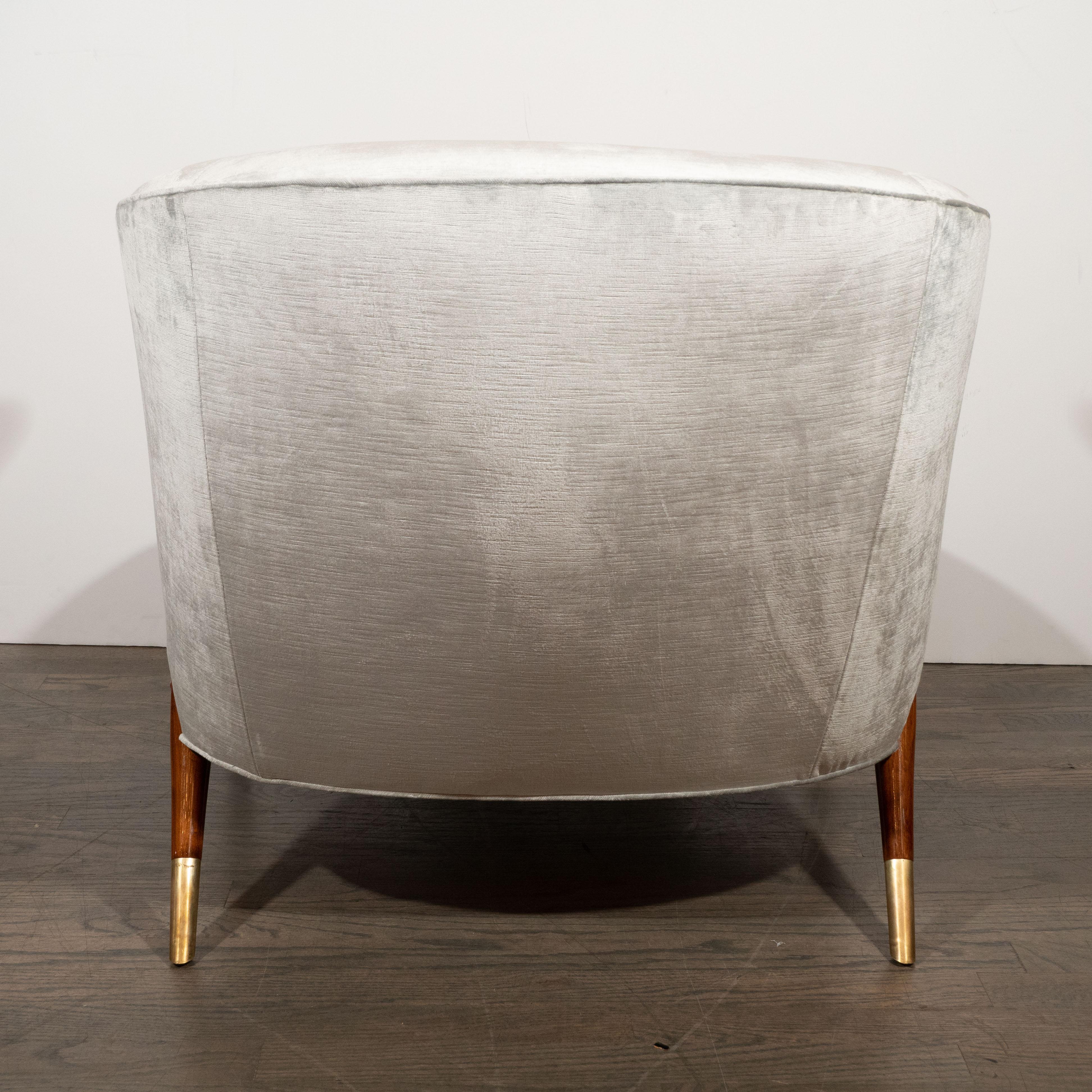 Mid-Century Modern Hand Rubbed Walnut and Platinum Velvet Lounge Chair by Karpen 3